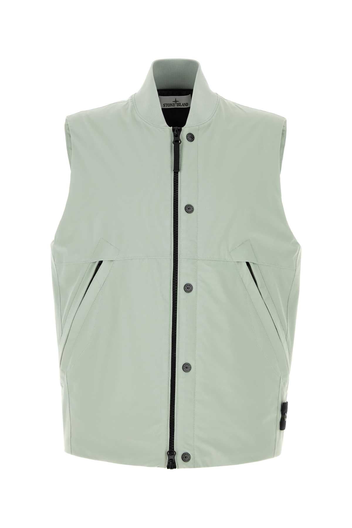 Stone Island Men Mint Green Stretch Polyester Sleeveless Jacket STONE ISLAND