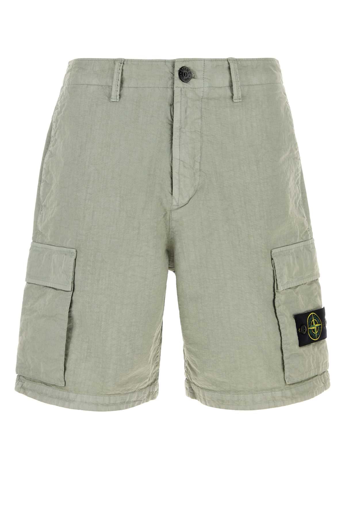 Stone Island Men Sage Green Nylon Bermuda Shorts STONE ISLAND