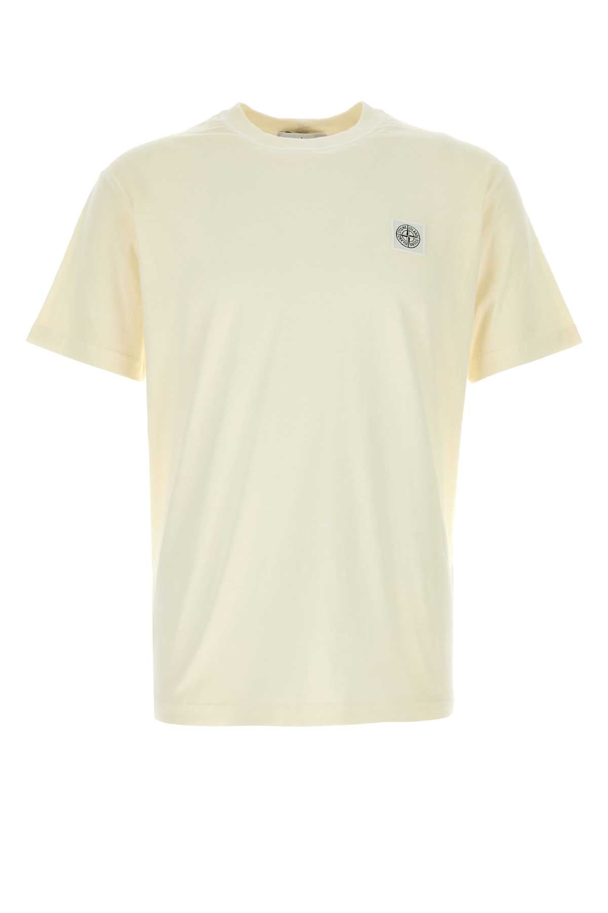 Stone Island Men Cream Cotton T-Shirt STONE ISLAND