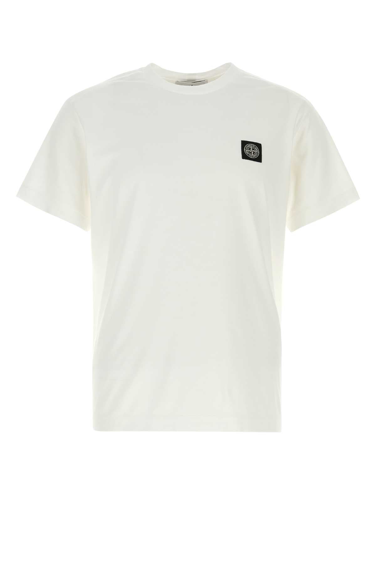 Stone Island Men White Cotton T-Shirt STONE ISLAND