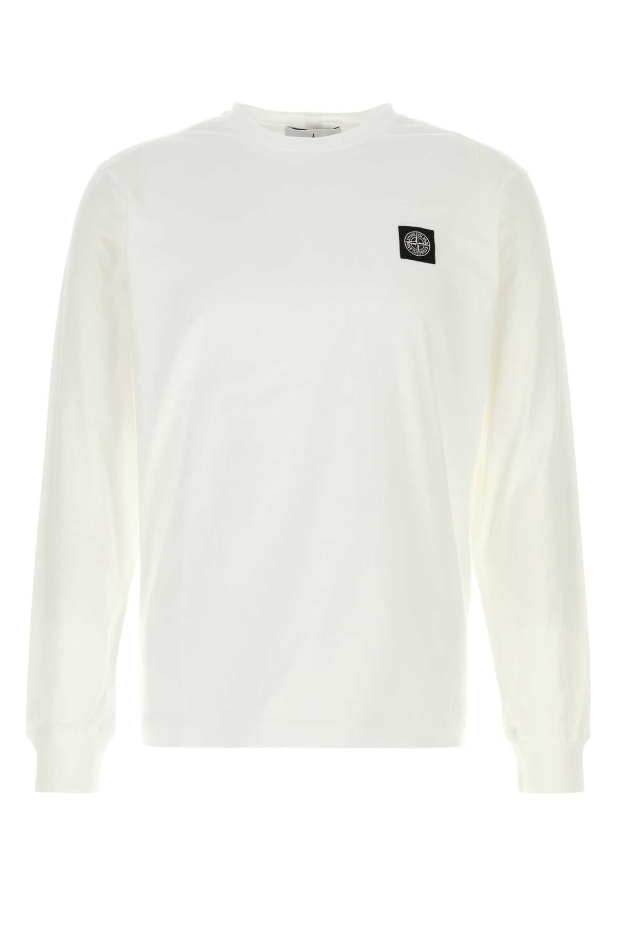 Stone Island Men White Cotton T-Shirt STONE ISLAND