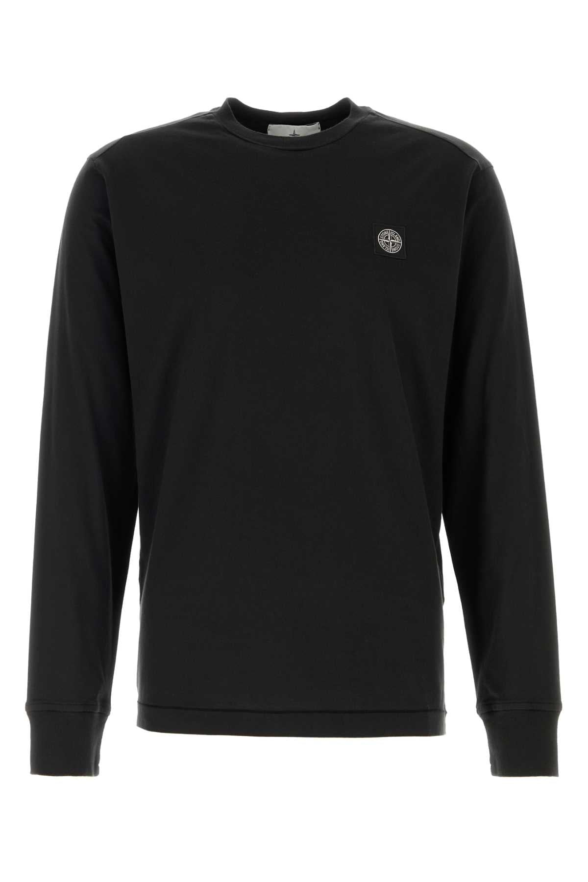 Stone Island Men Black Cotton T-Shirt STONE ISLAND
