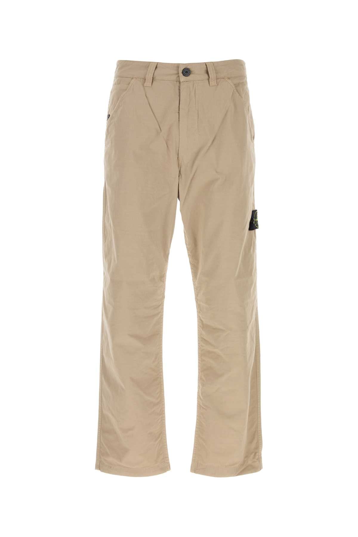Stone Island Men Beige Cotton Pant STONE ISLAND
