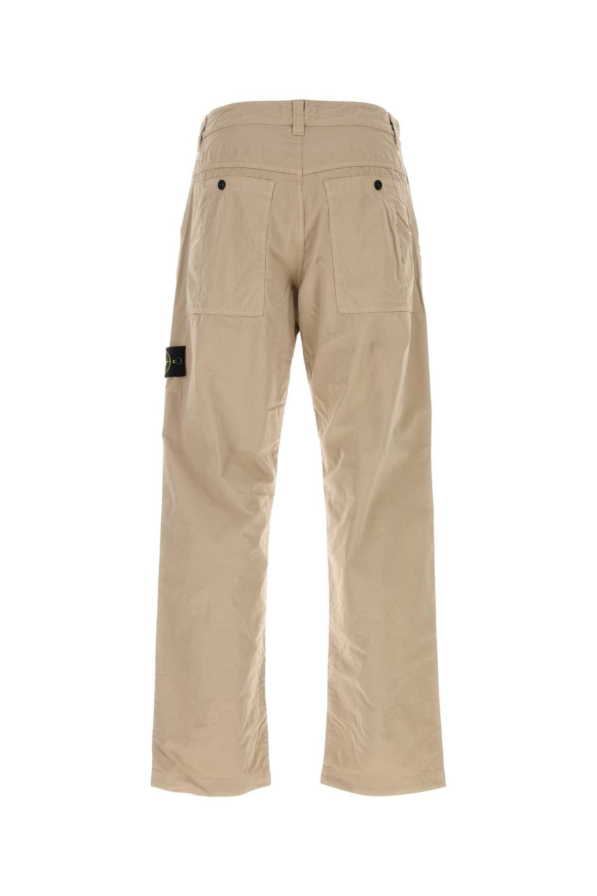 Stone Island Men Beige Cotton Pant STONE ISLAND