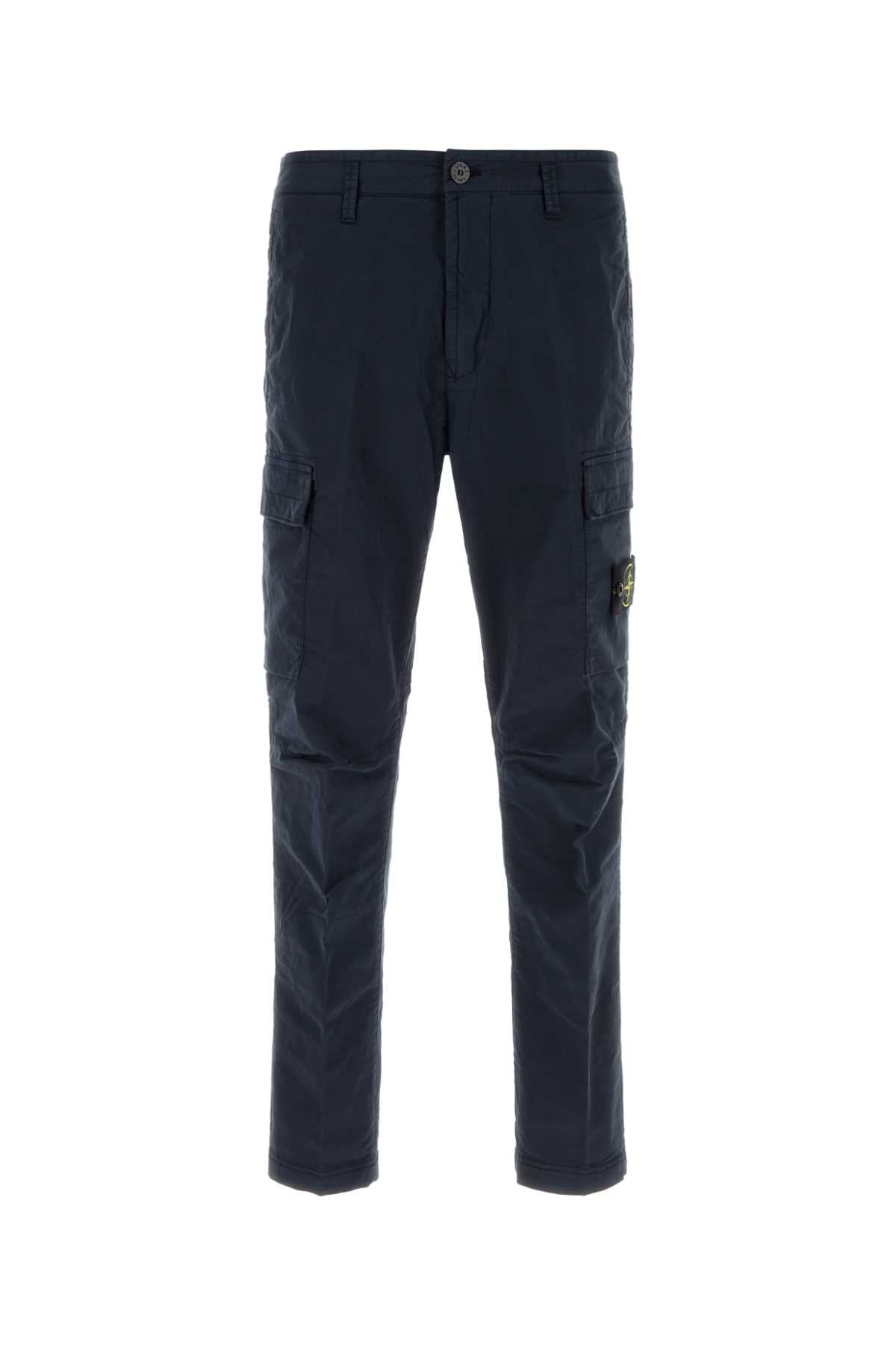 Stone Island Men Navy Blue Stretch Cotton Cargo Pant STONE ISLAND