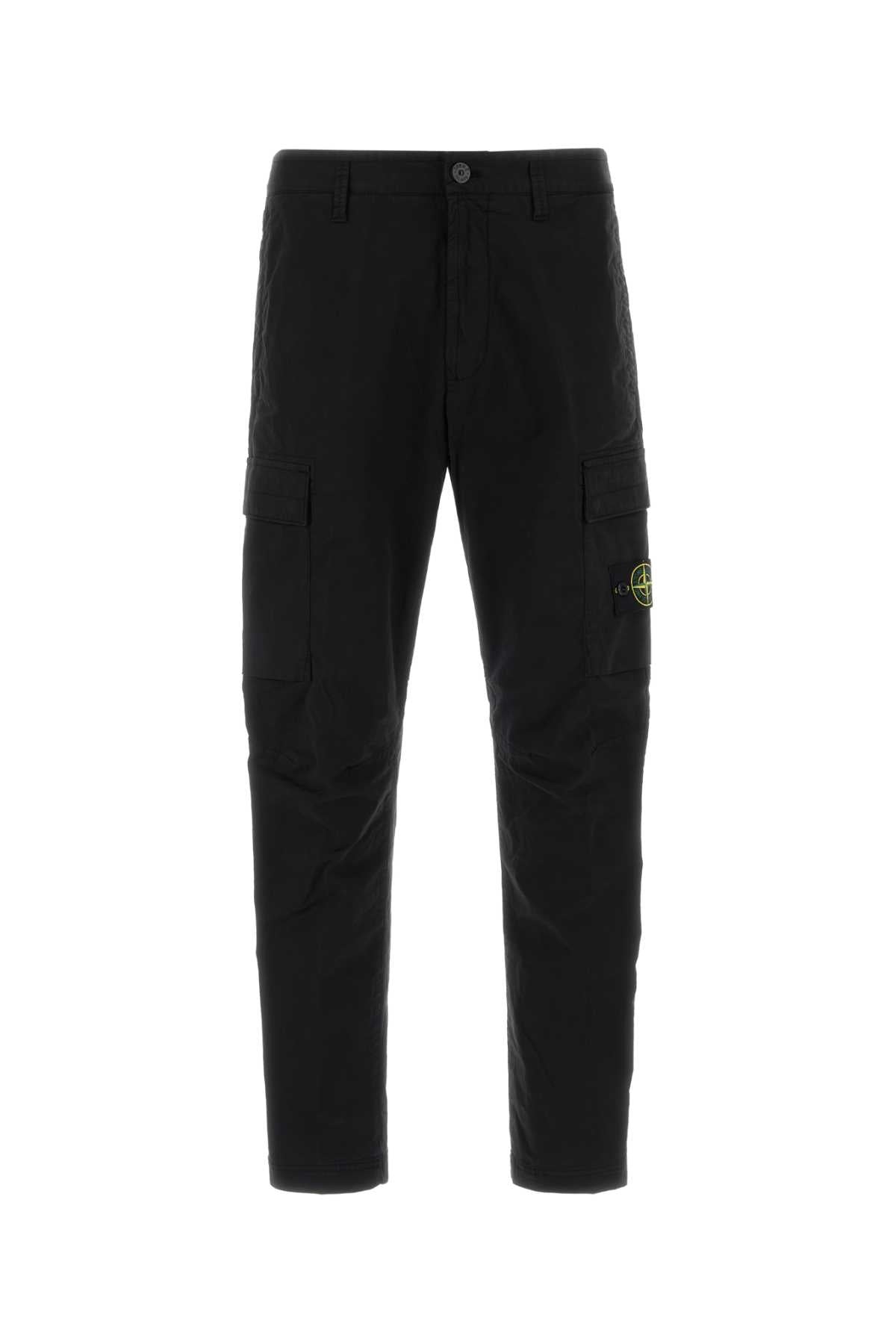 Stone Island Men Black Stretch Cotton Cargo Pant STONE ISLAND