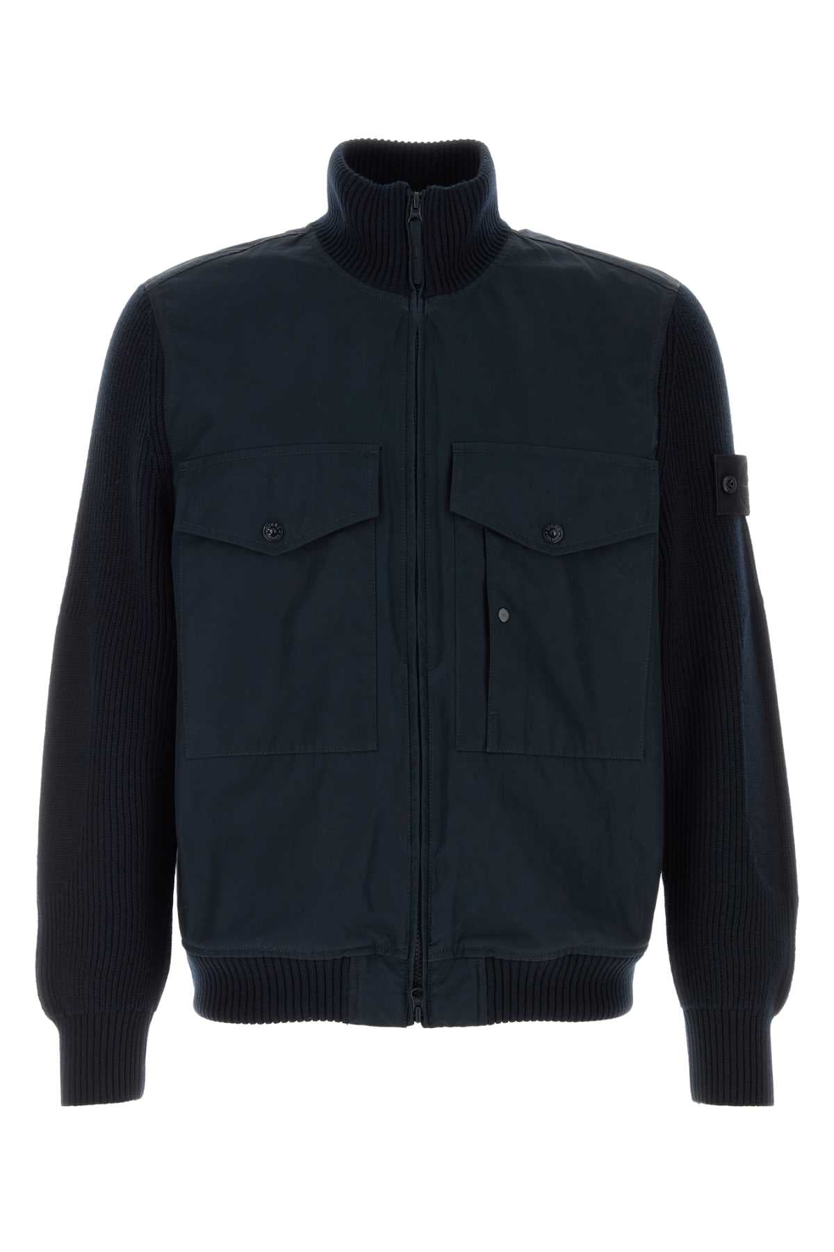 Stone Island Men Navy Blue Cotton Jacket STONE ISLAND