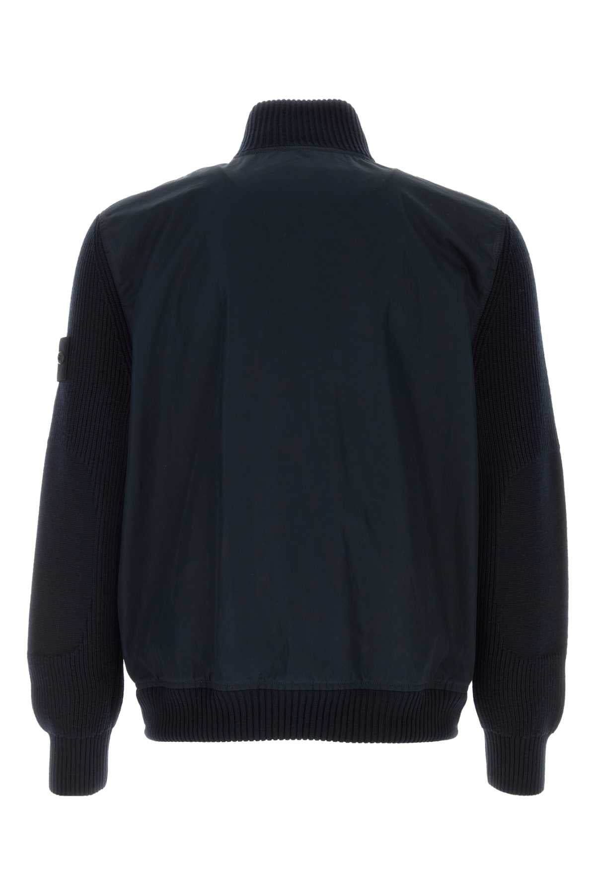 Stone Island Men Navy Blue Cotton Jacket STONE ISLAND
