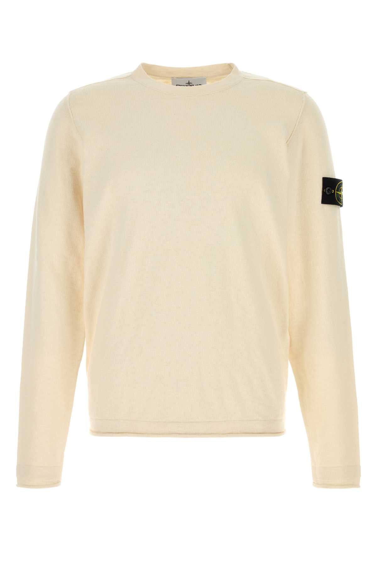 Stone Island Men Cream Cotton Blend Sweater STONE ISLAND