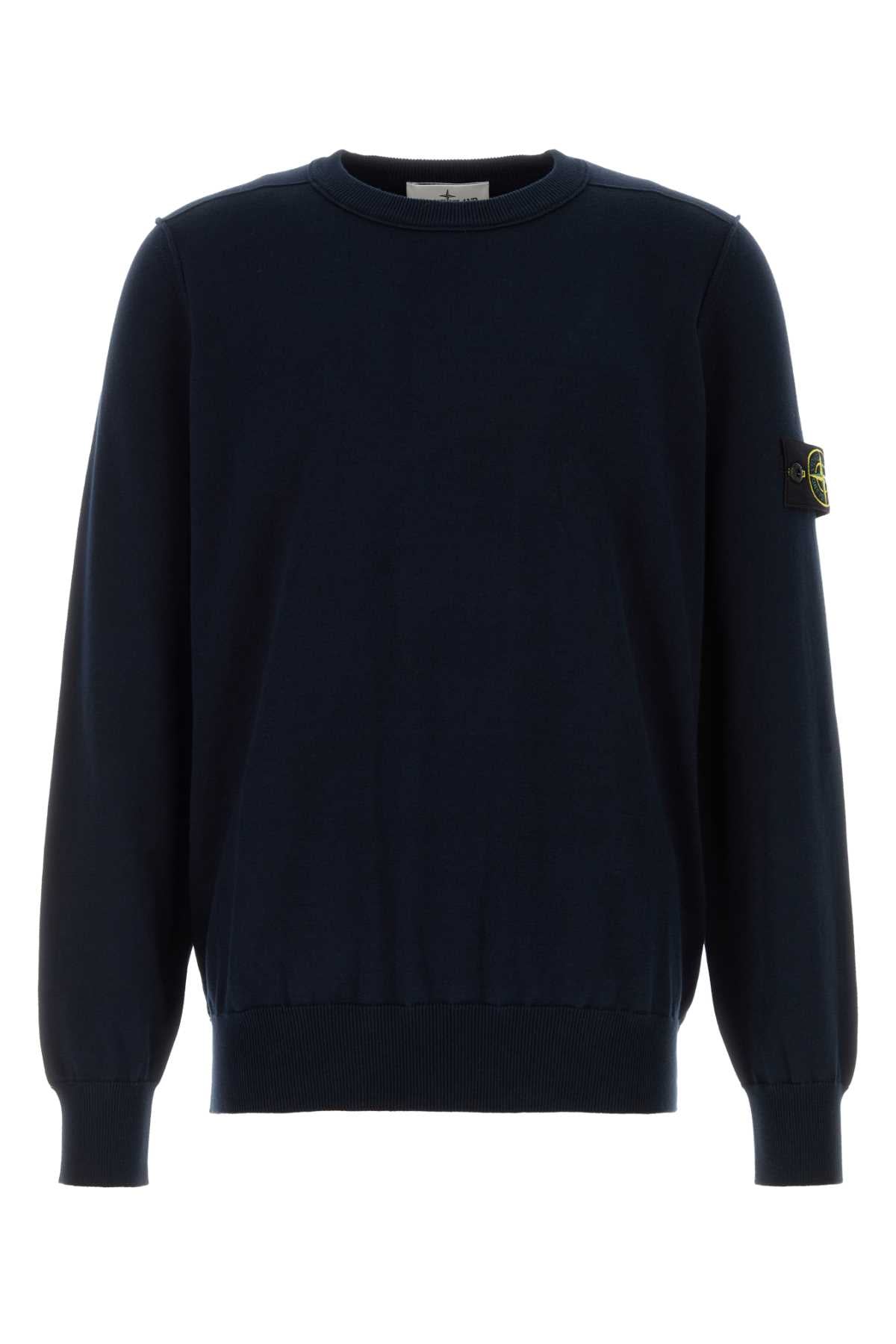 Stone Island Men Midnight Blue Cotton Sweater STONE ISLAND