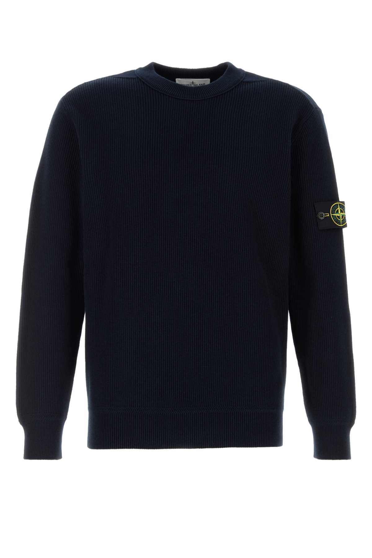 Stone Island Men Midnight Blue Cotton Sweater STONE ISLAND