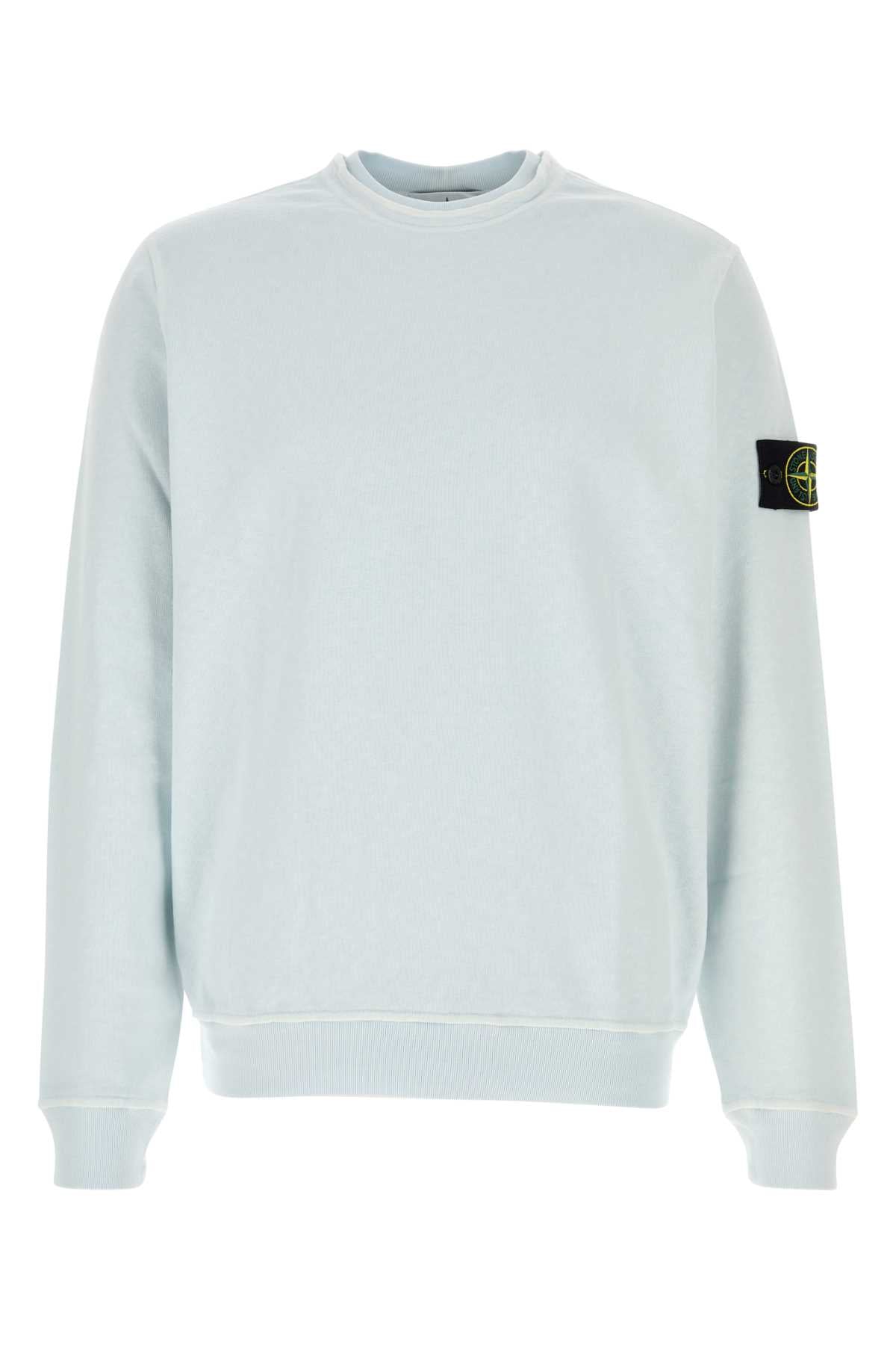 Stone Island Men Pastel Light-Blue Cotton Sweatshirt STONE ISLAND