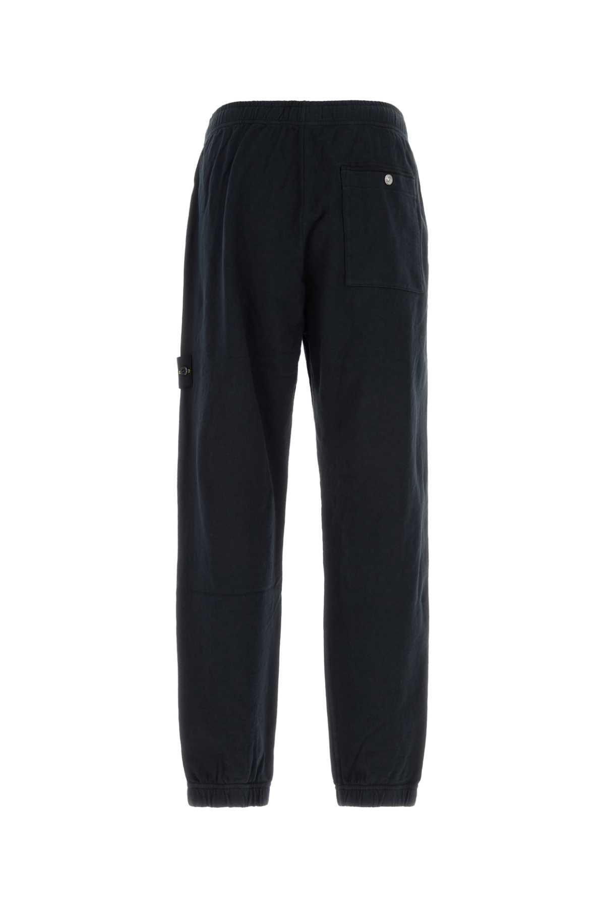 Stone Island Men Navy Blue Cotton Joggers STONE ISLAND