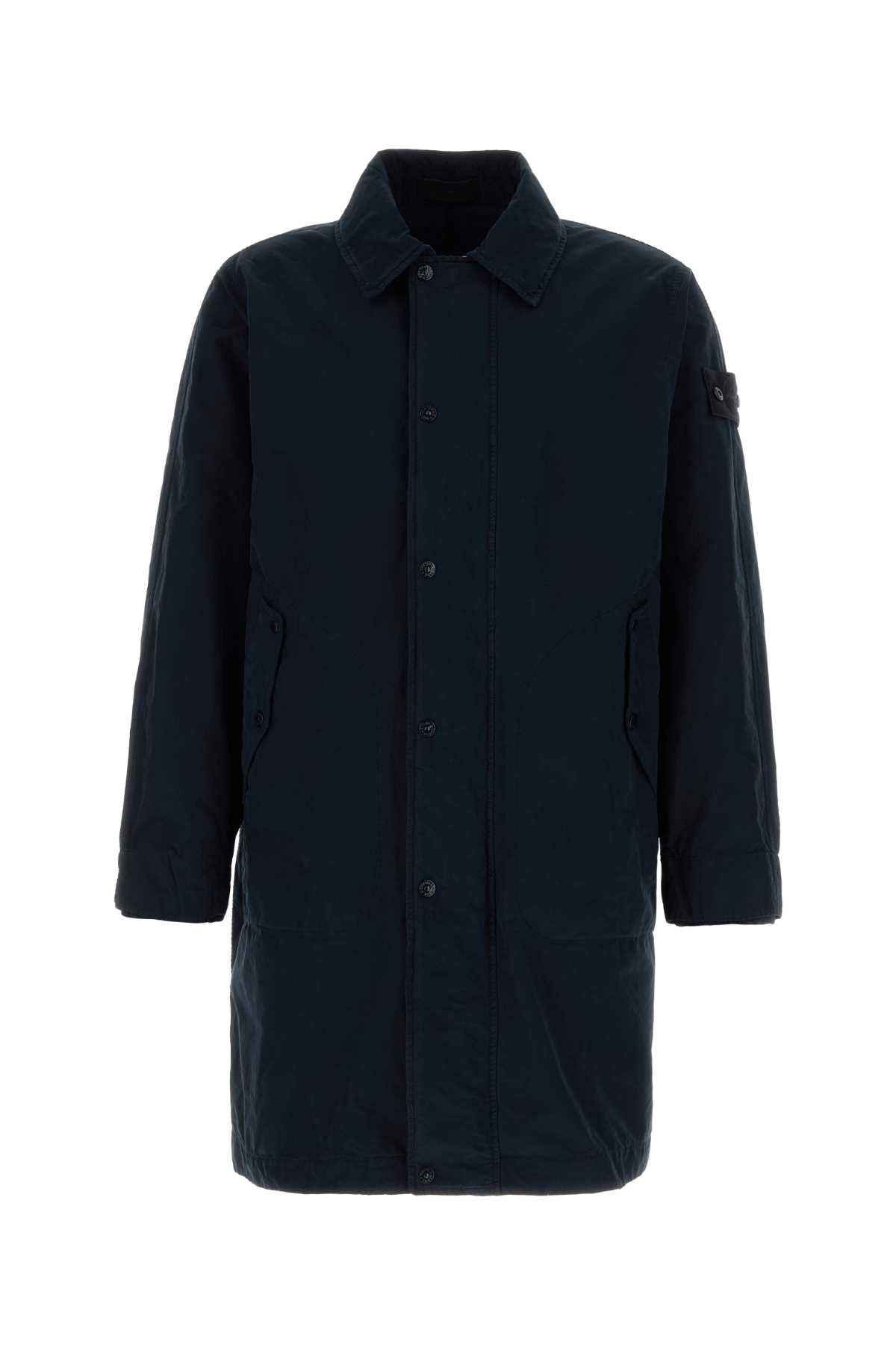 Stone Island Men Midnight Blue Polyester Blend Trench Coat STONE ISLAND