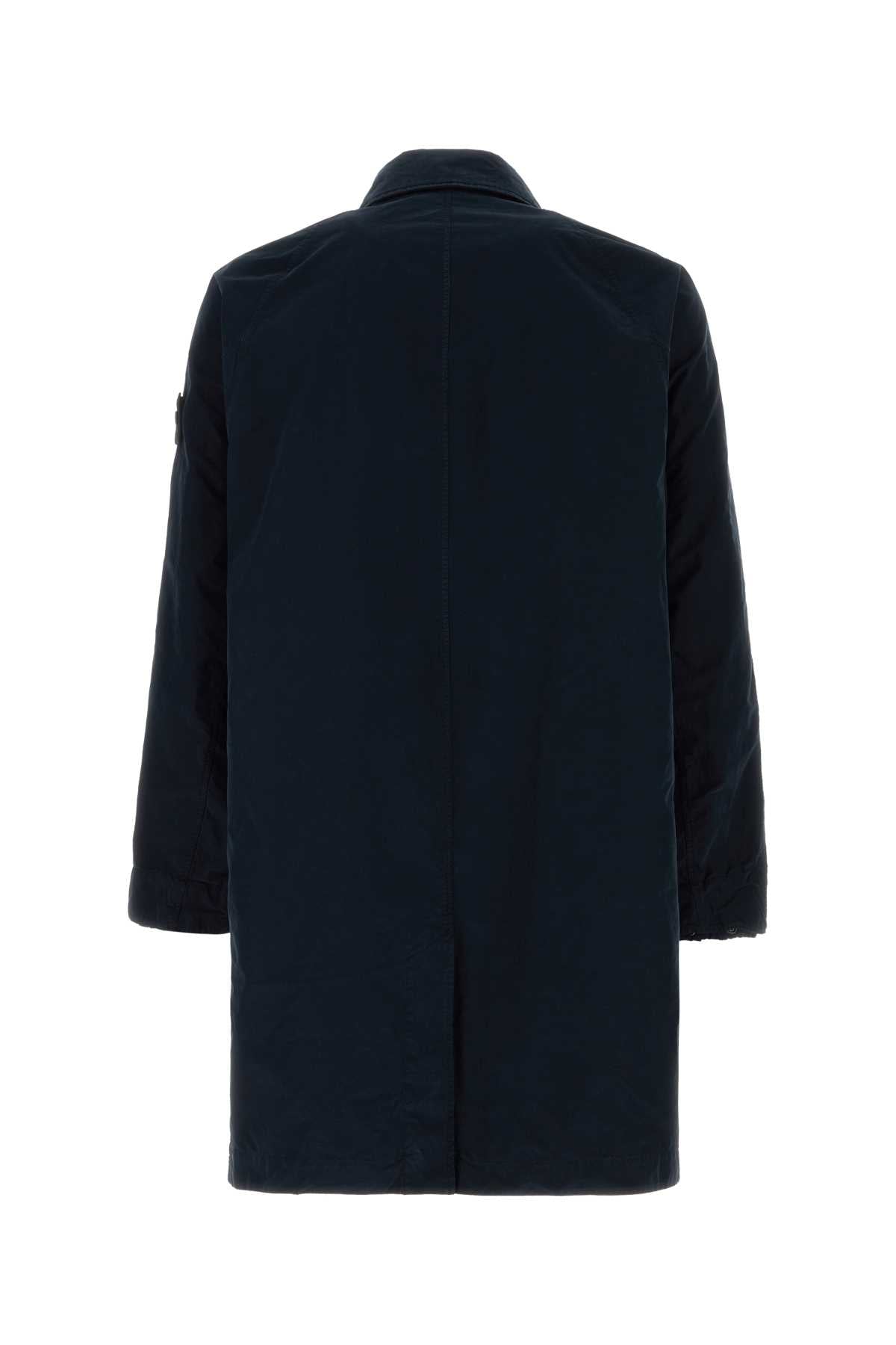 Stone Island Men Midnight Blue Polyester Blend Trench Coat STONE ISLAND