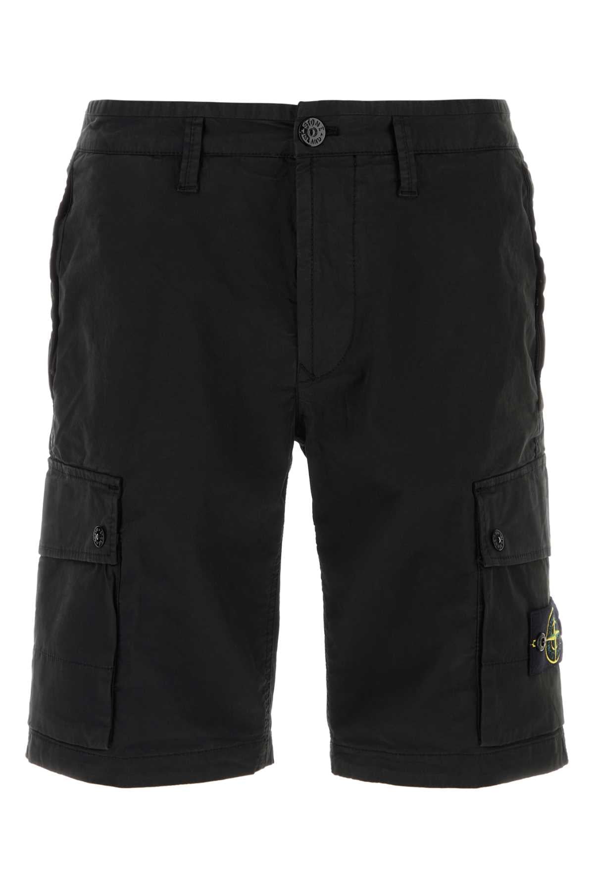 Stone Island Men Black Stretch Cotton Bermuda Shorts STONE ISLAND