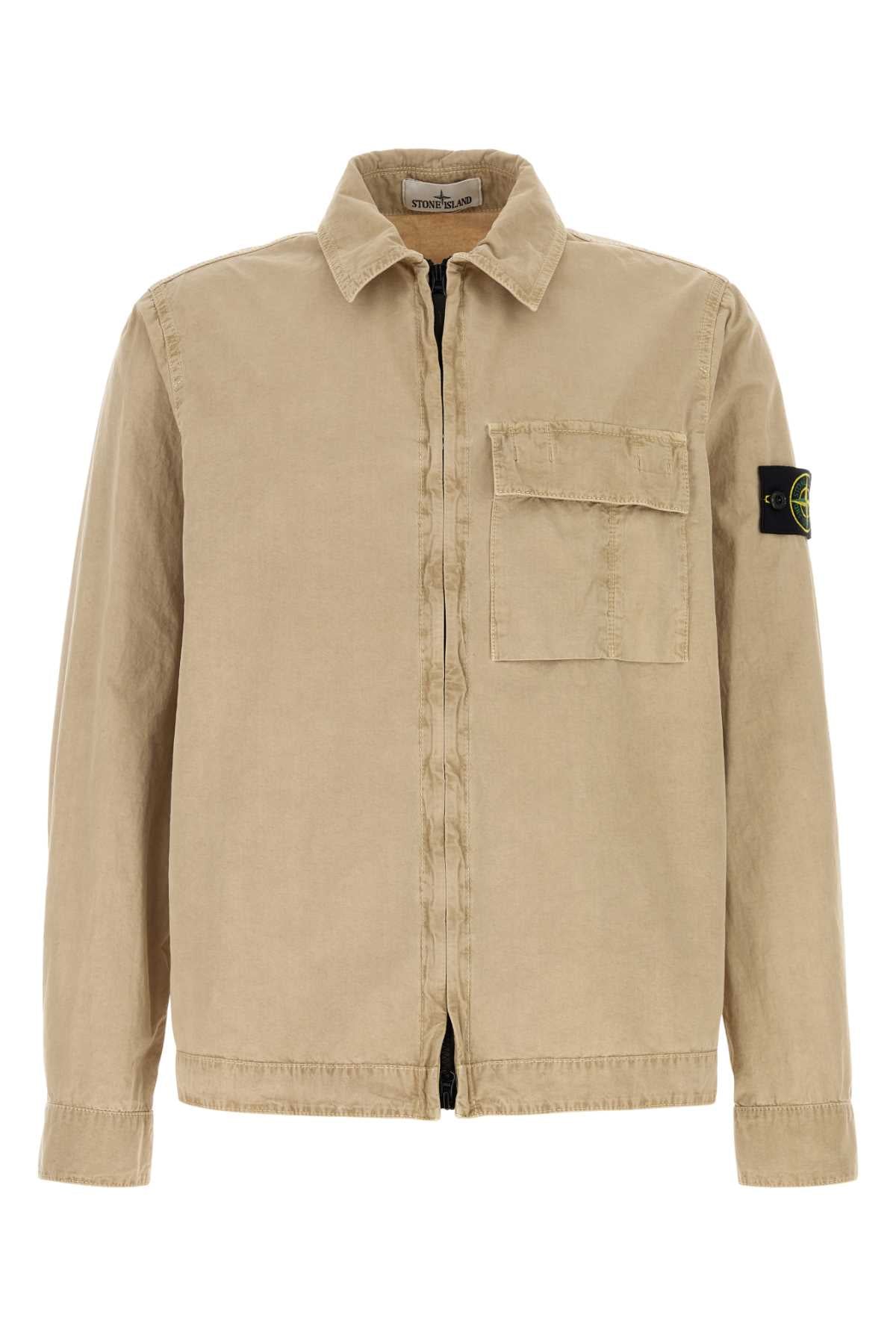 Stone Island Men Beige Cotton Shirt STONE ISLAND