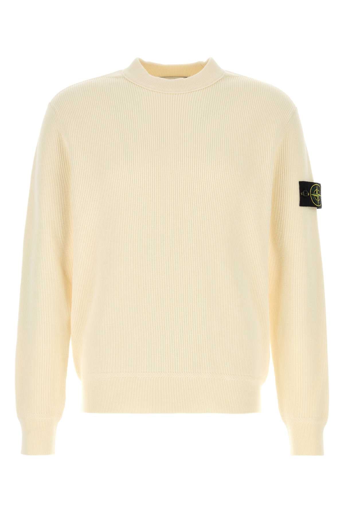 Stone Island Men Ivory Cotton Sweater STONE ISLAND