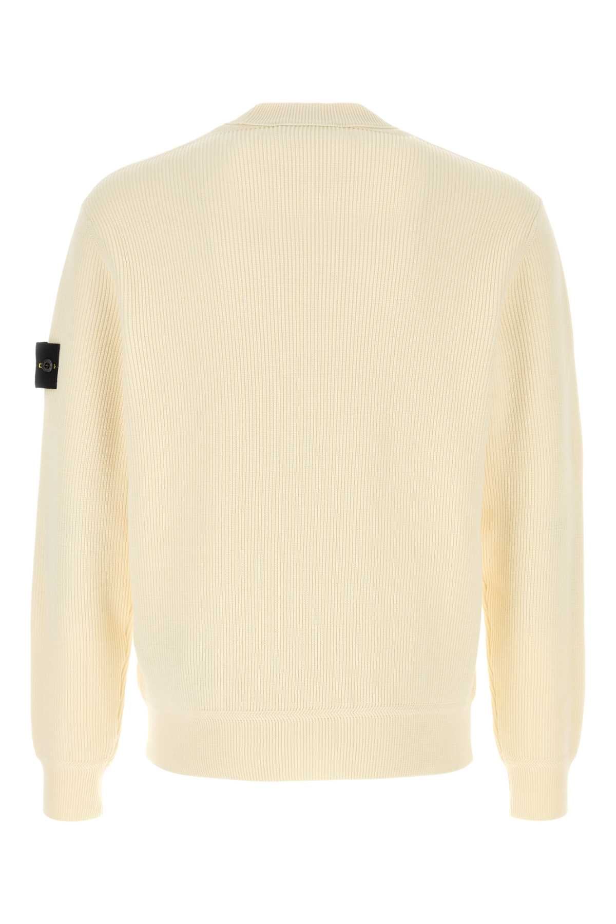 Stone Island Men Ivory Cotton Sweater STONE ISLAND