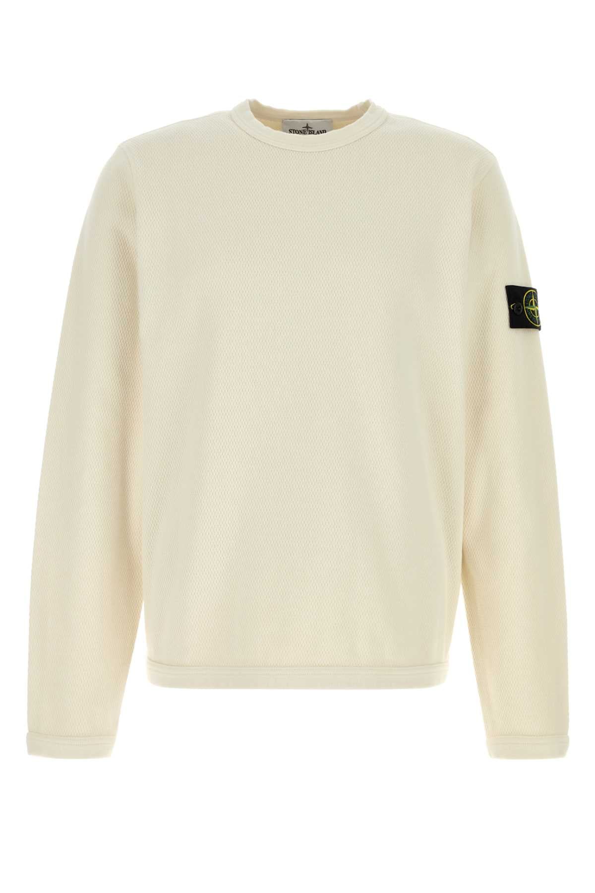 Stone Island Men Ivory Cotton Sweatshirt STONE ISLAND
