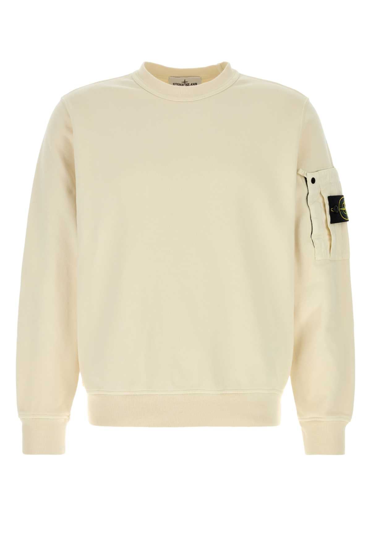 Stone Island Men Ivory Cotton Sweatshirt STONE ISLAND