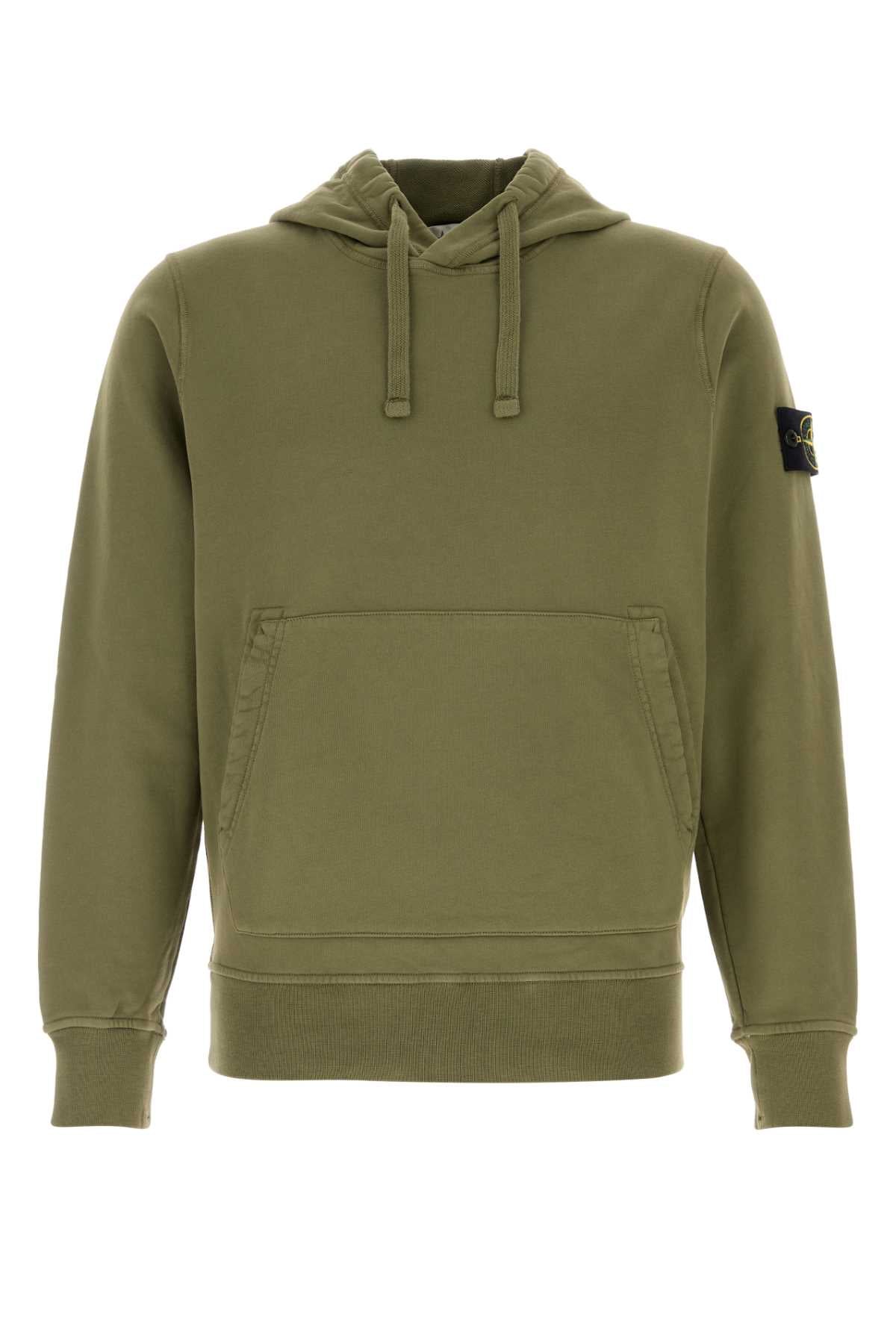 Stone Island Men Army Green Cotton Sweatshirt STONE ISLAND