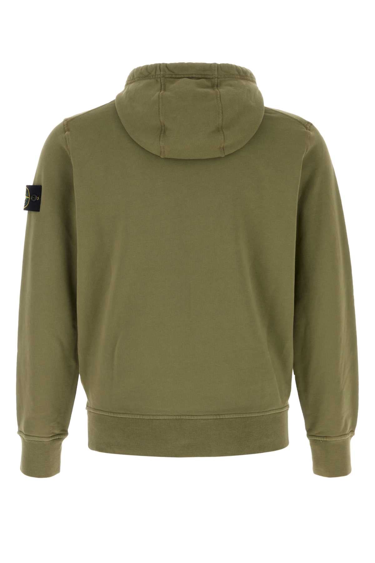 Stone Island Men Army Green Cotton Sweatshirt STONE ISLAND