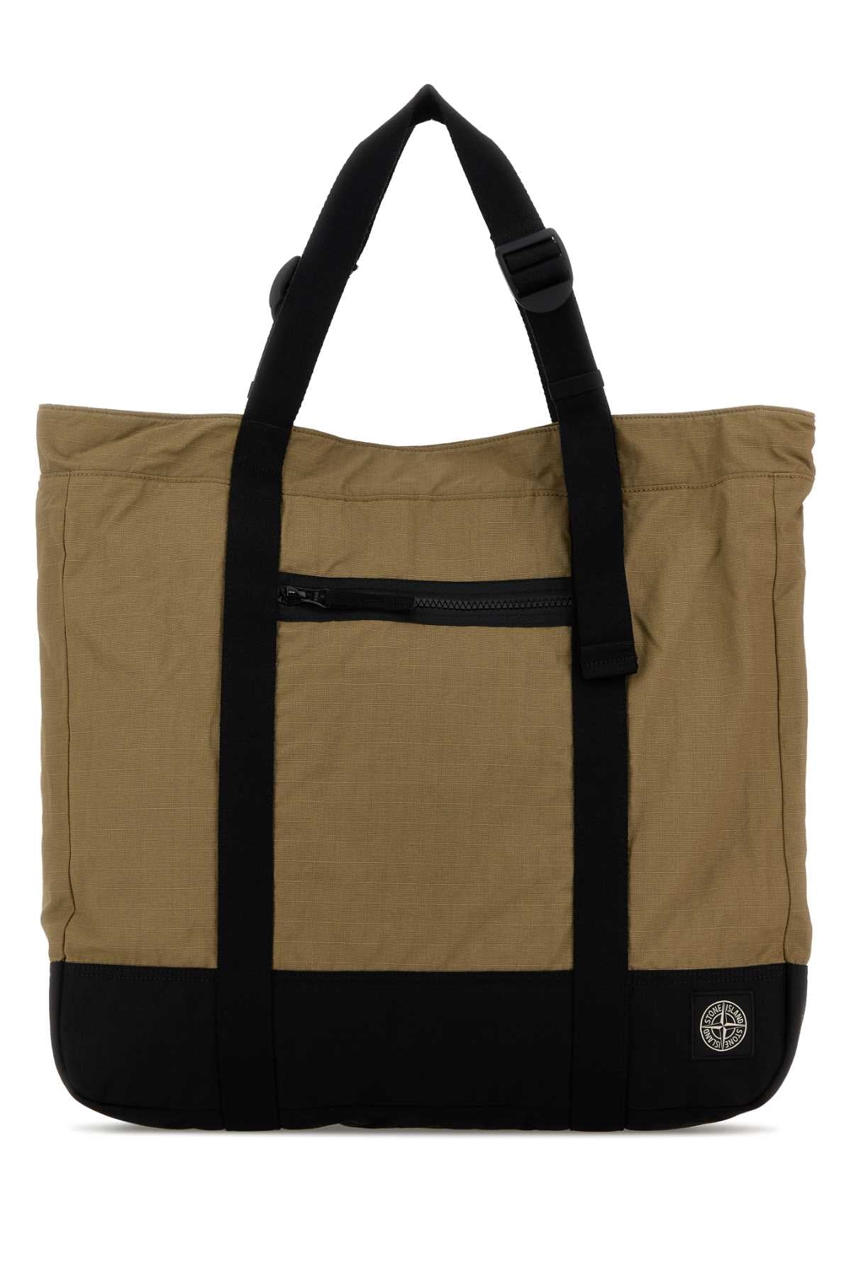 Stone Island Men Khaki Canvas Shopping Bag STONE ISLAND