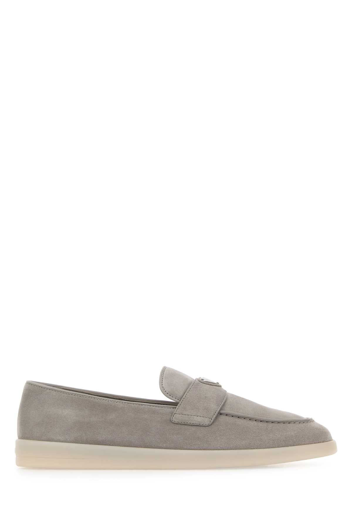 Prada Men Grey Suede Loafers PRADA
