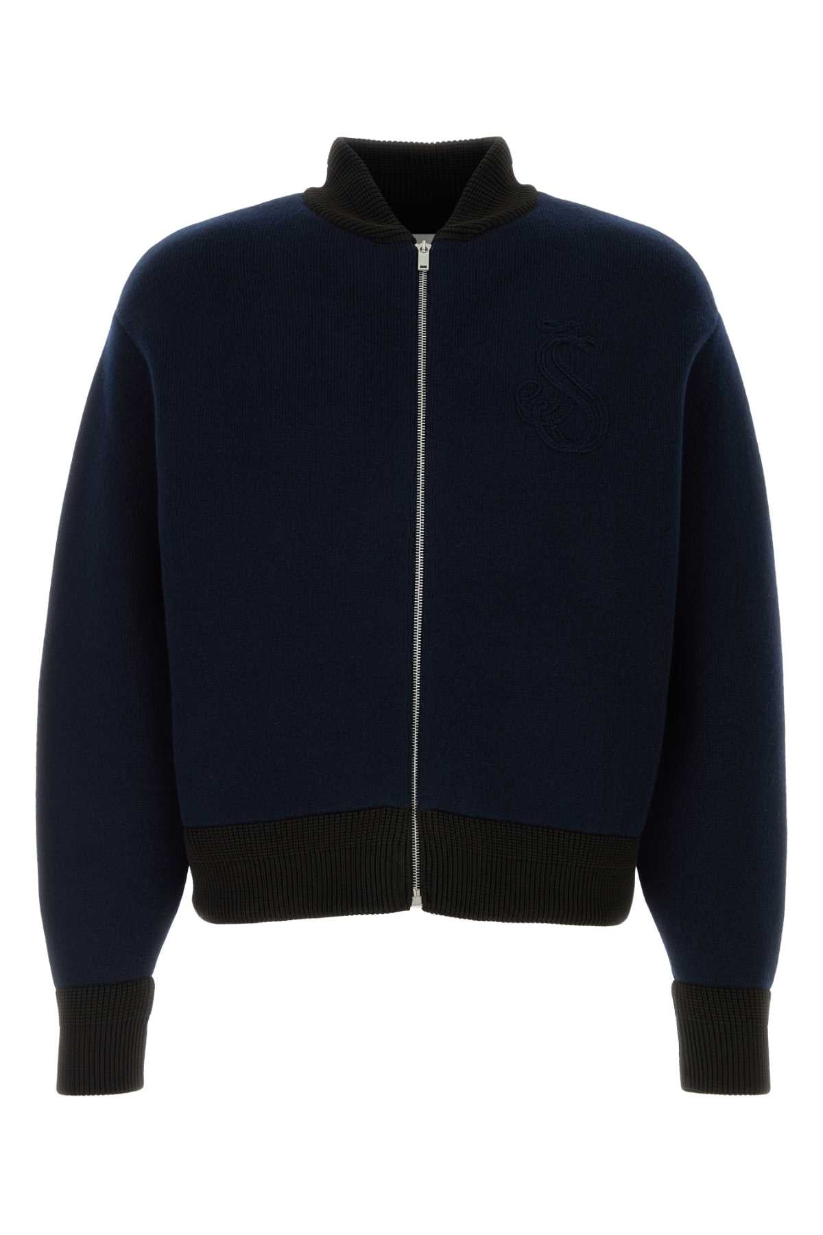 Jil Sander Men Dark Blue Wool Blend Cardigan JIL SANDER
