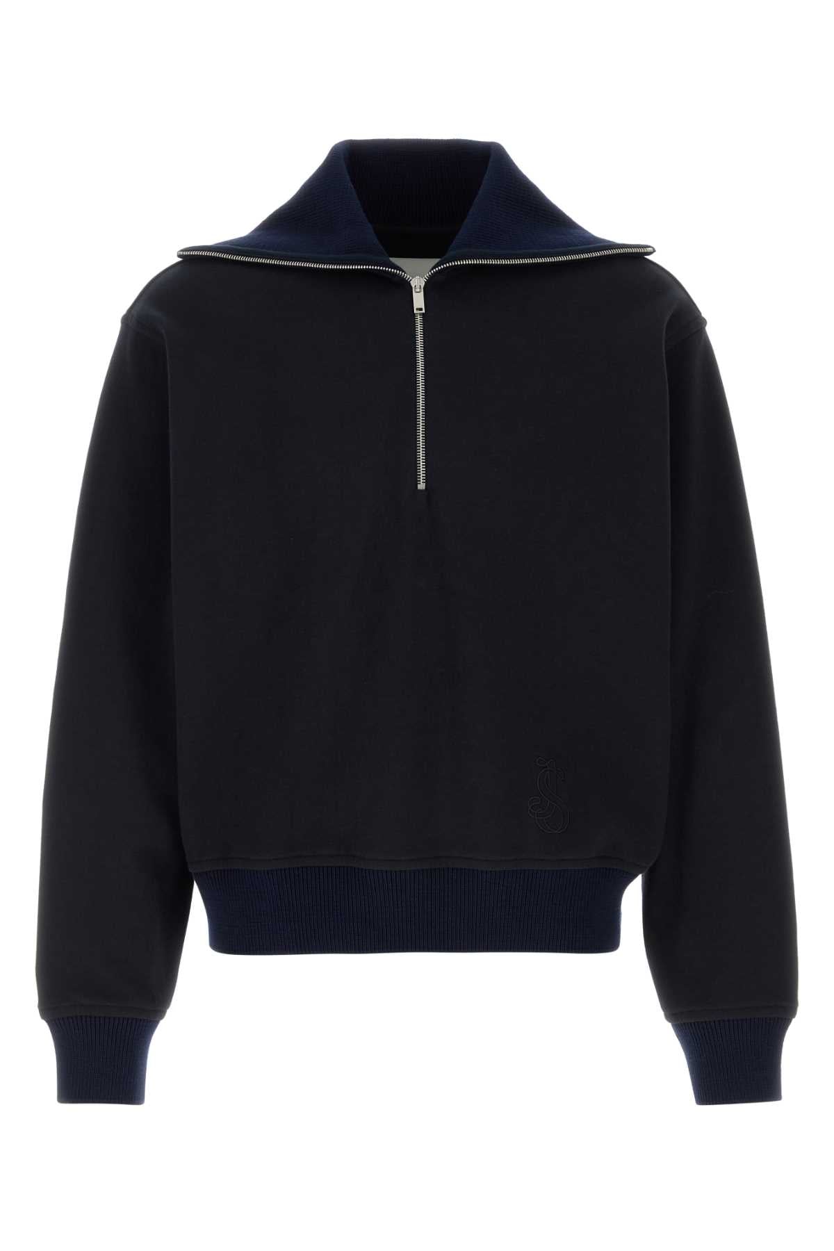 Jil Sander Men Navy Blue Cotton Sweatshirt JIL SANDER
