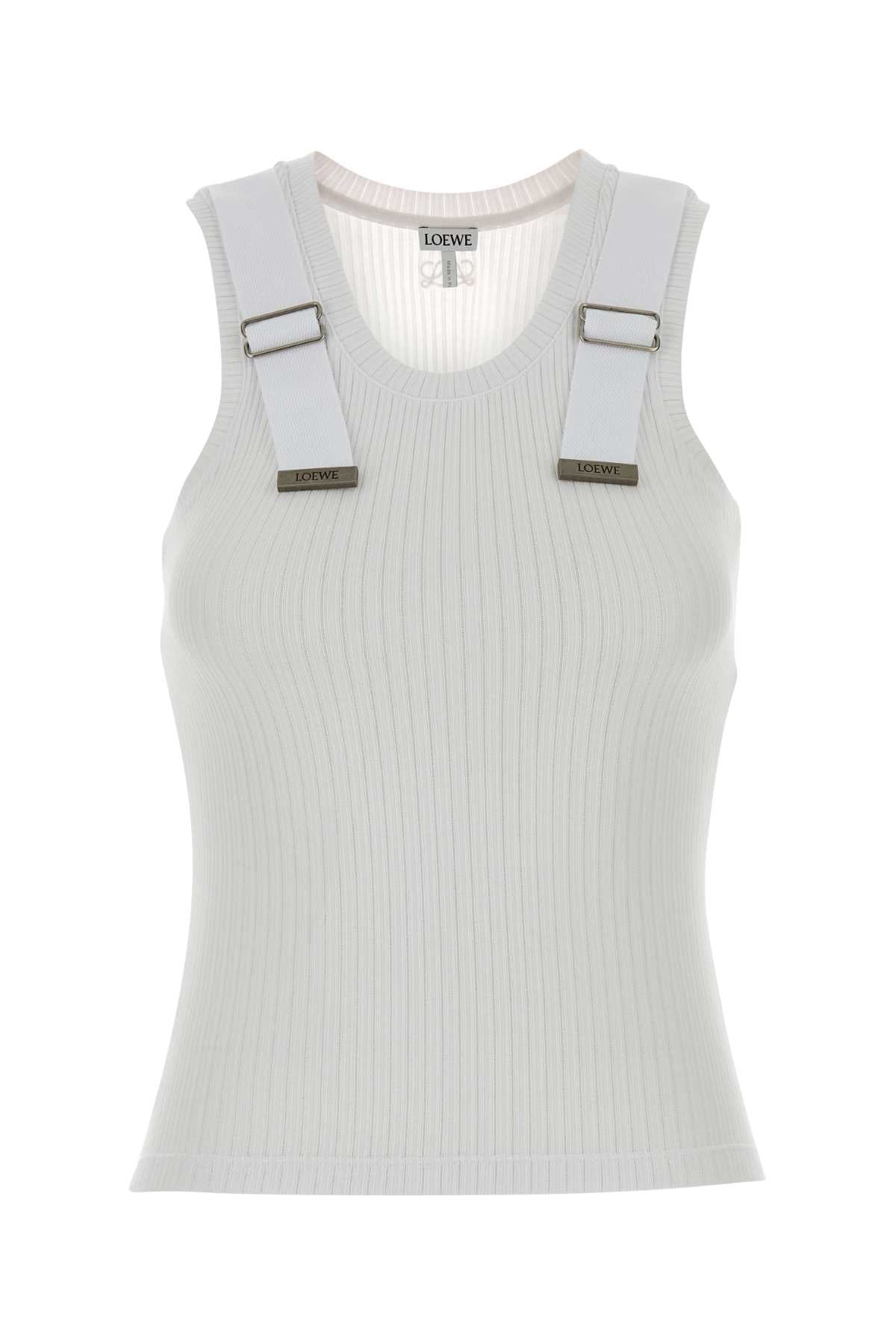 Loewe Women White Stretch Cotton Tank Top LOEWE