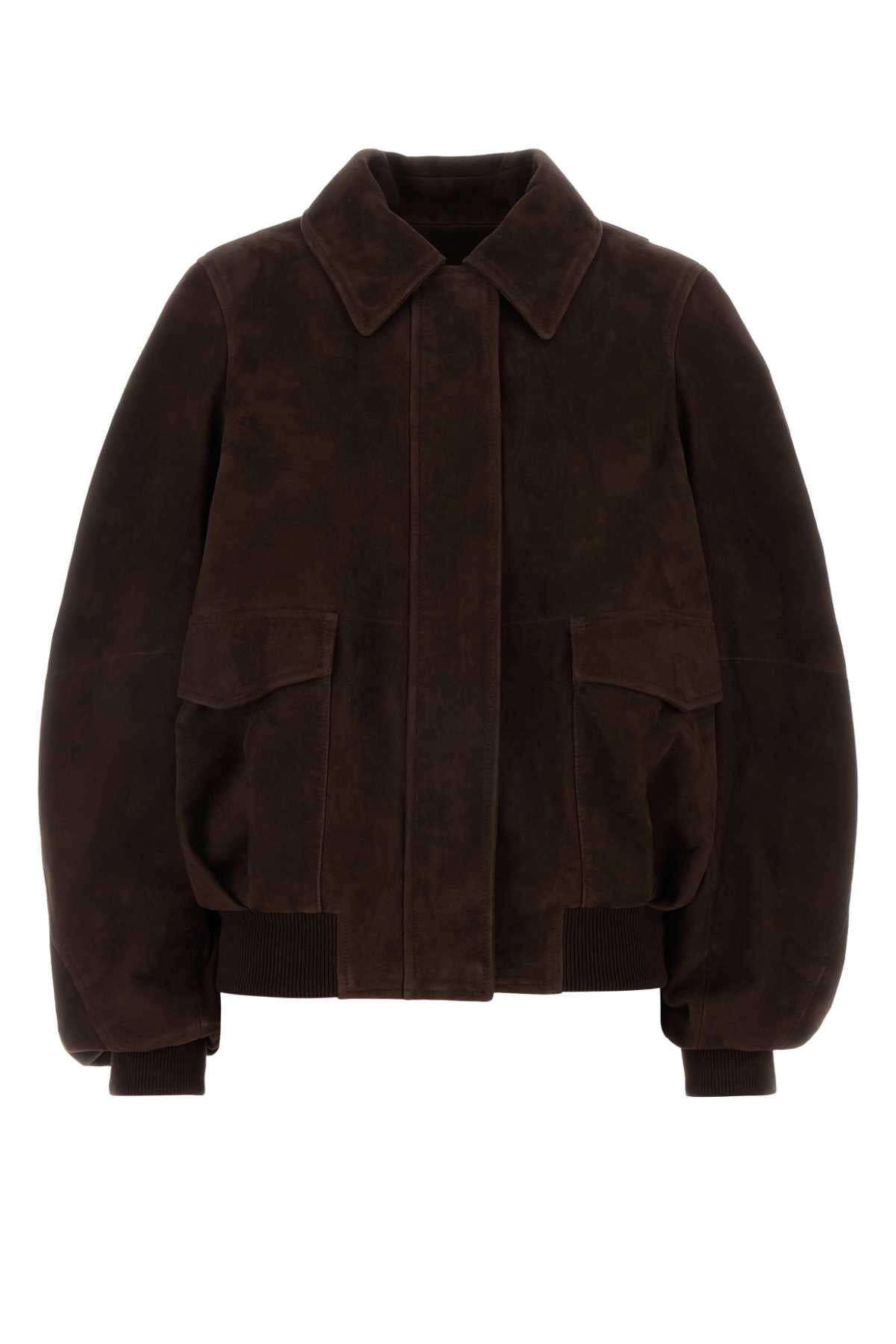 Loewe Women Chocolate Suede Jacket LOEWE