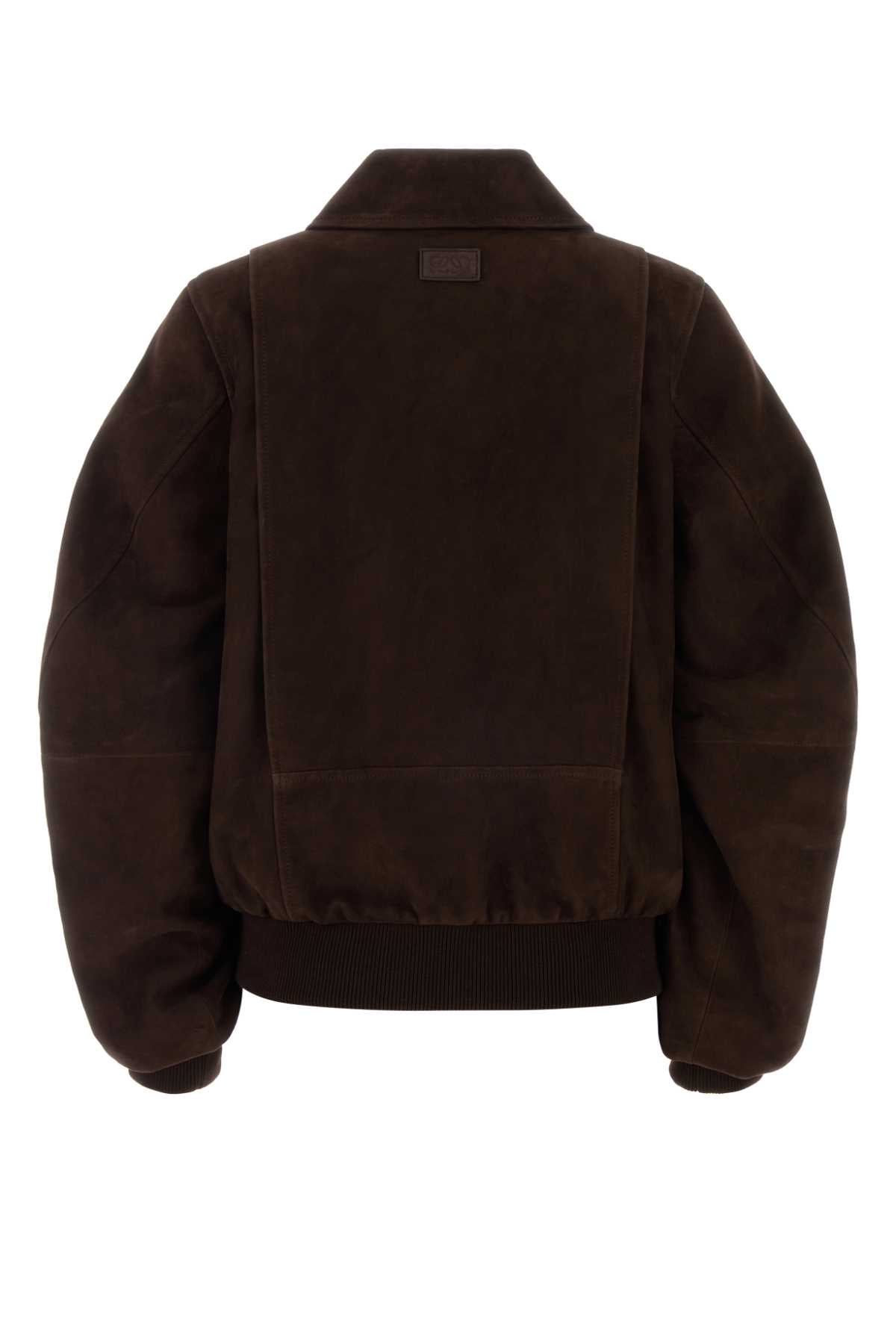 Loewe Women Chocolate Suede Jacket LOEWE