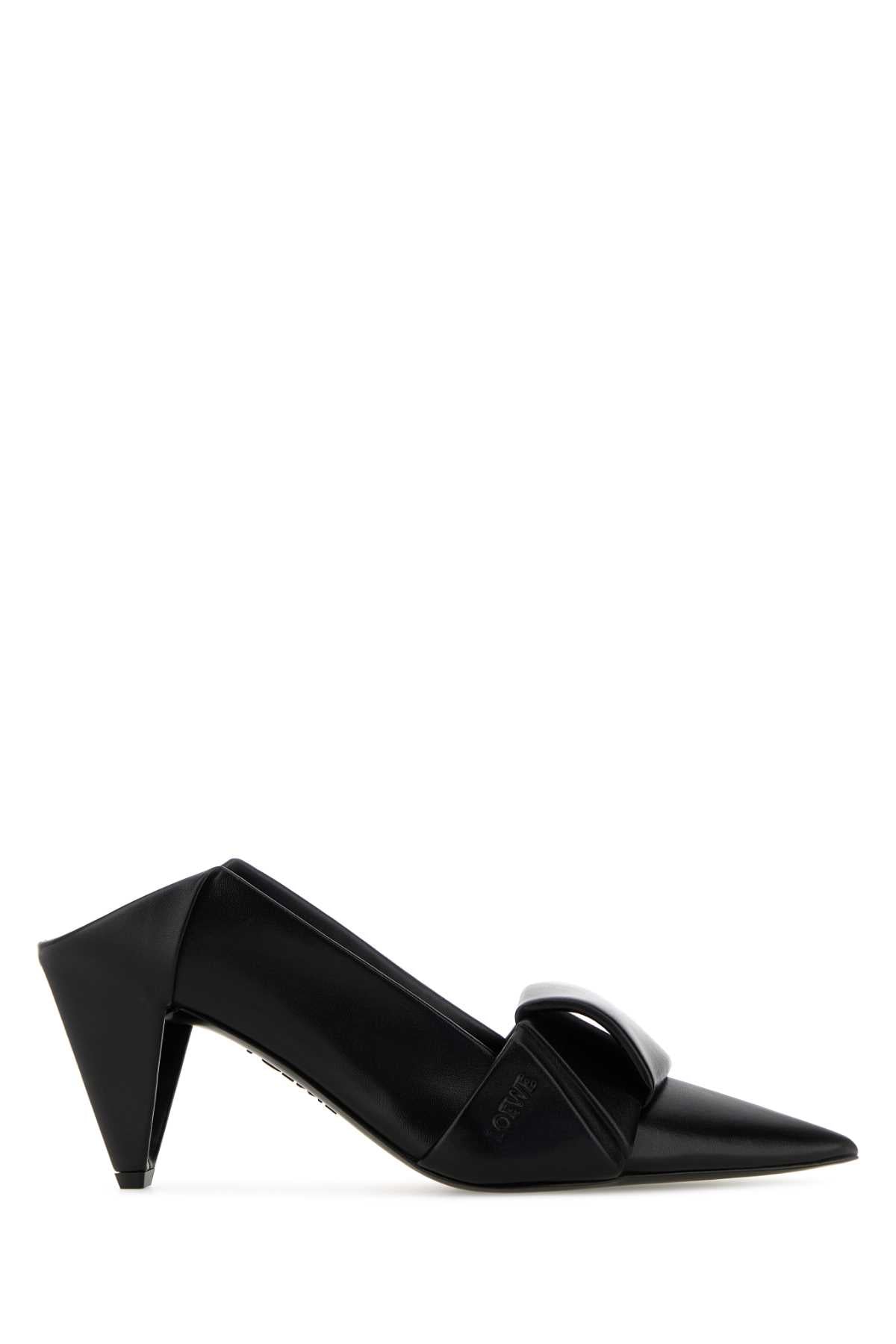 Loewe Women Black Leather Origami Mules LOEWE