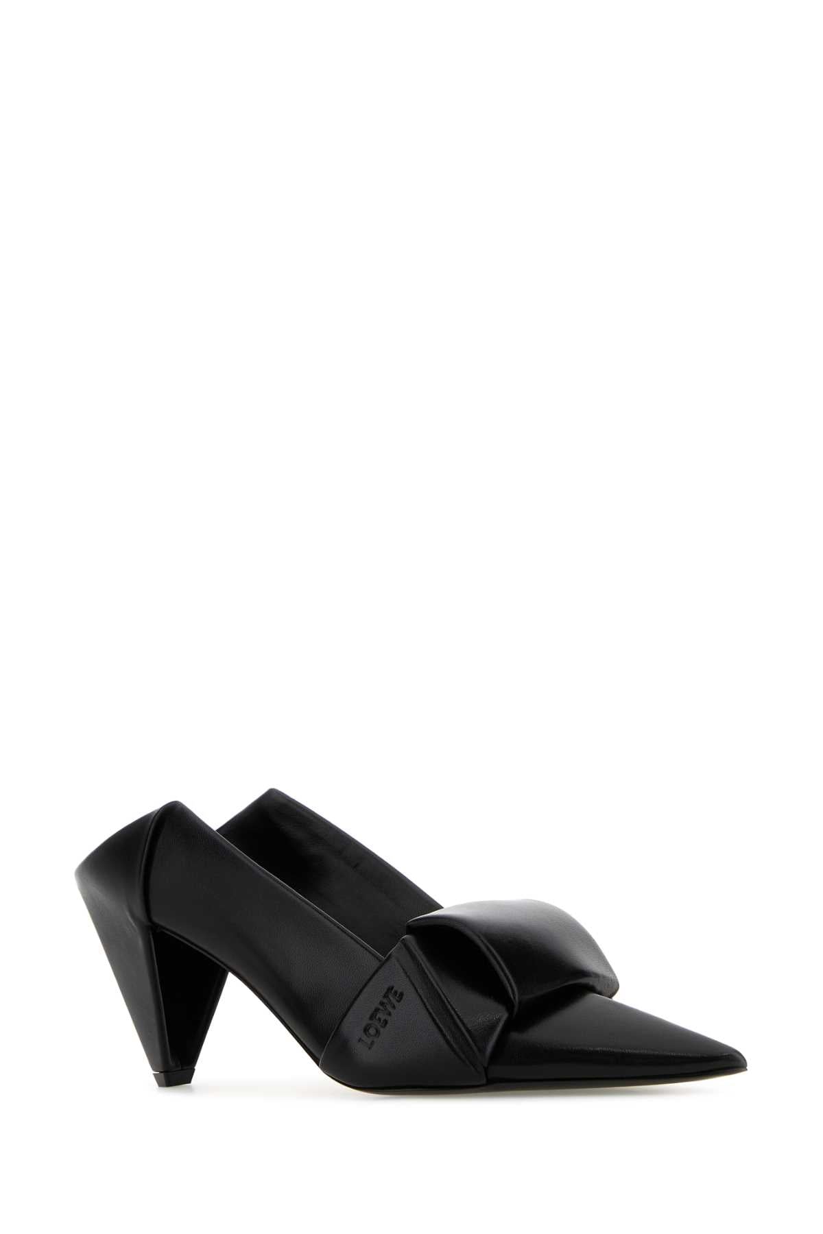 Loewe Women Black Leather Origami Mules LOEWE