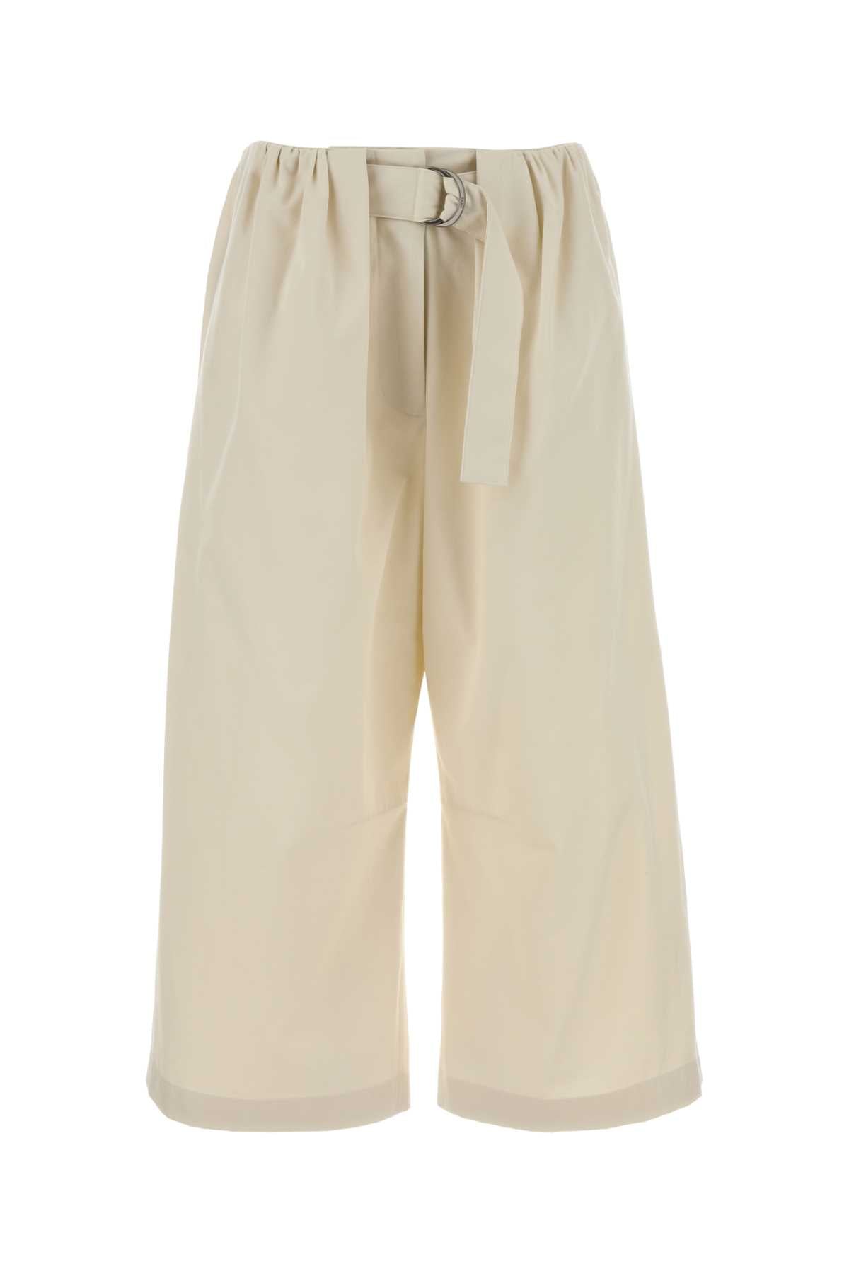 Loewe Women Ivory Cotton Blend Wide-Leg Pant LOEWE