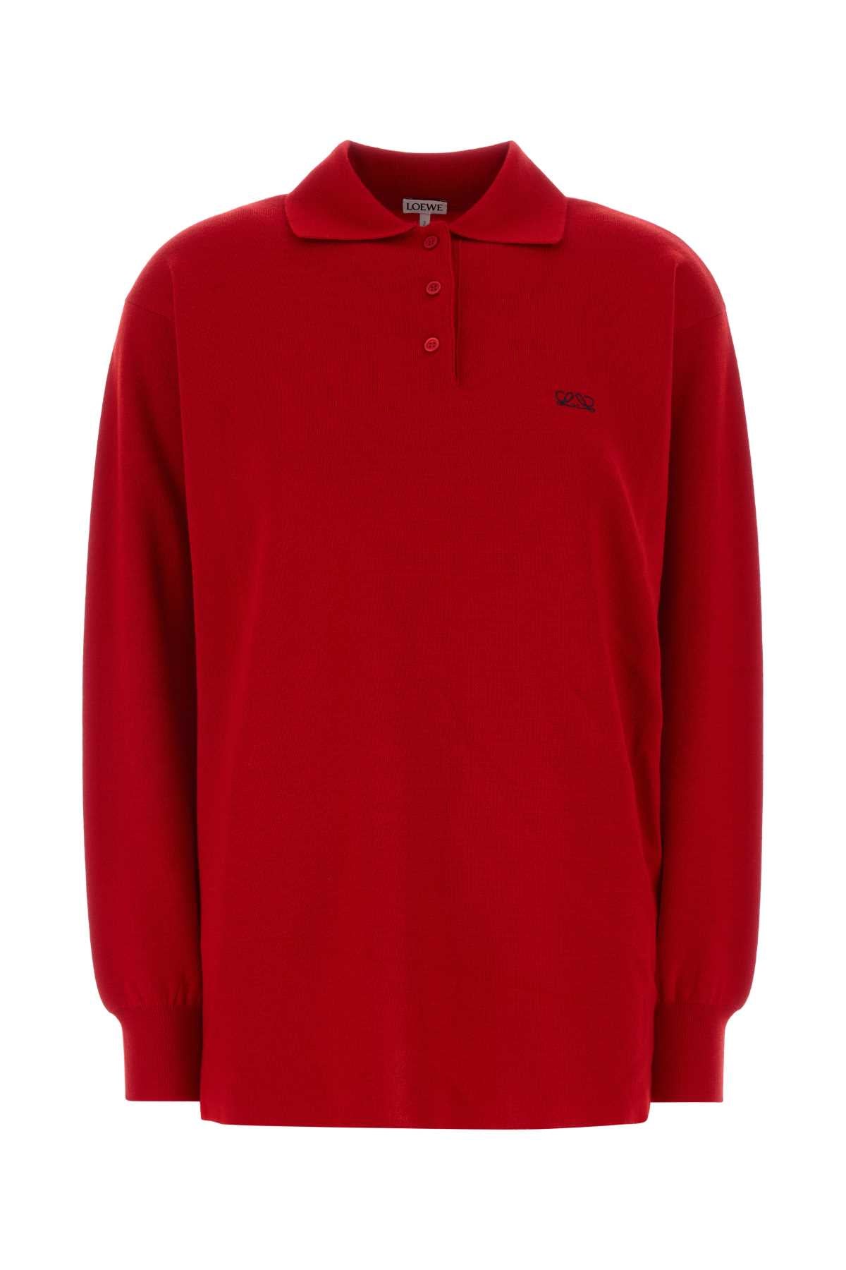 Loewe Women Red Stretch Cashmere Blend Polo Shirt LOEWE