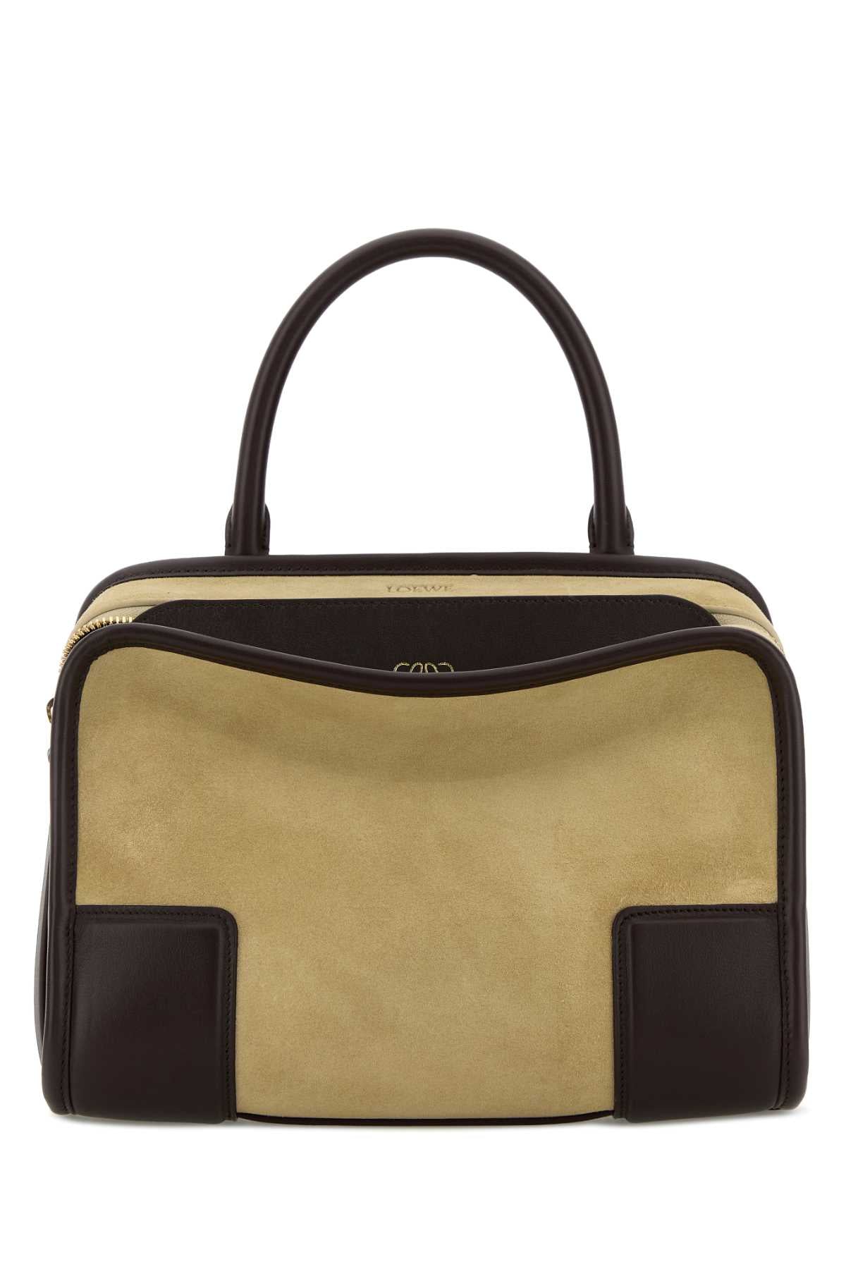Loewe Women Beige Suede Small Amazona 180 Handbag LOEWE