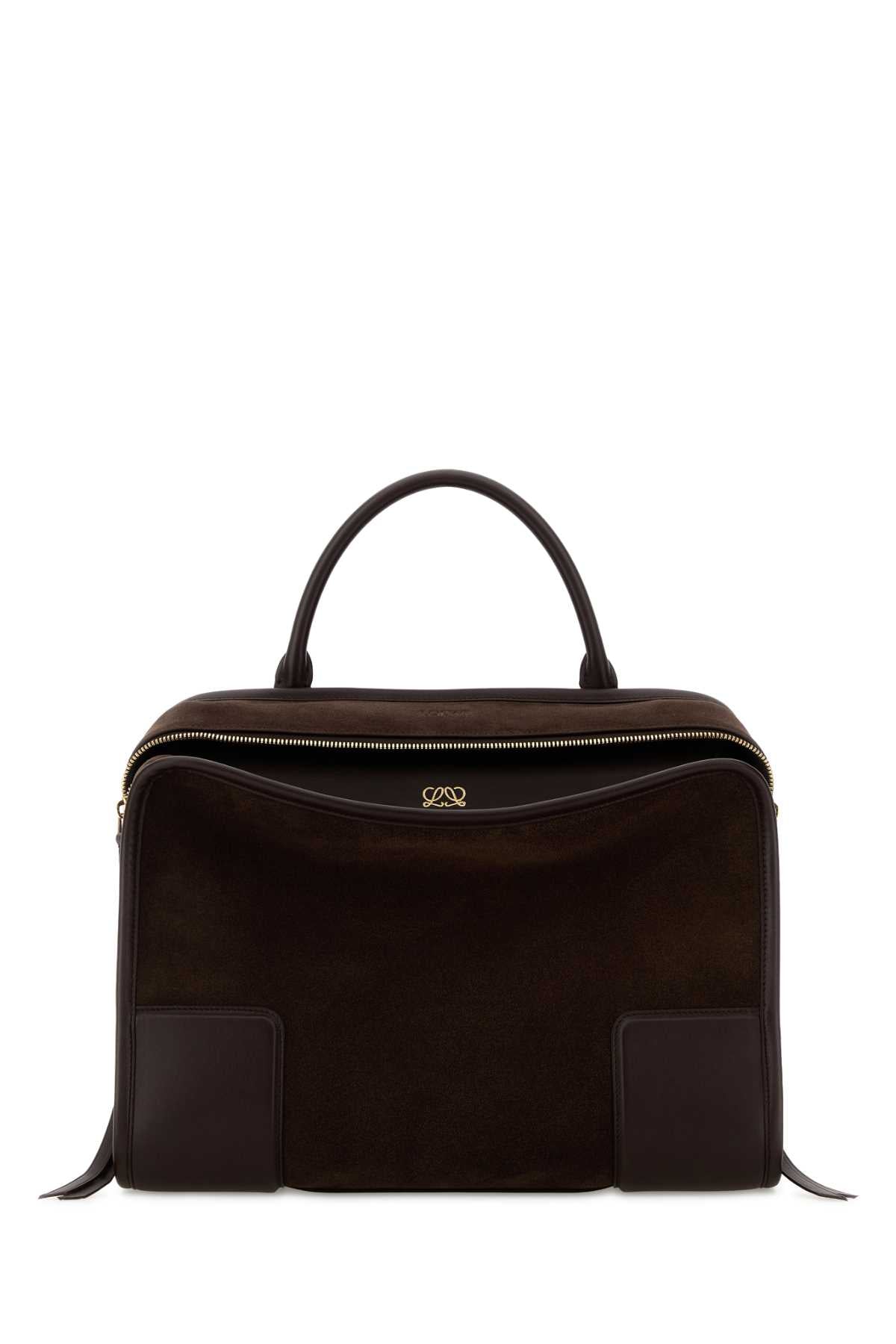 Loewe Women Dark Browns Suede  Amazona 180 Shopping Bag LOEWE