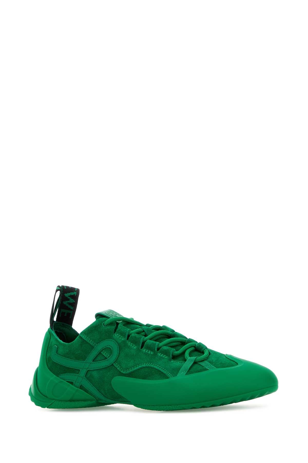 Loewe Women Green Suede Grip Sneakers LOEWE