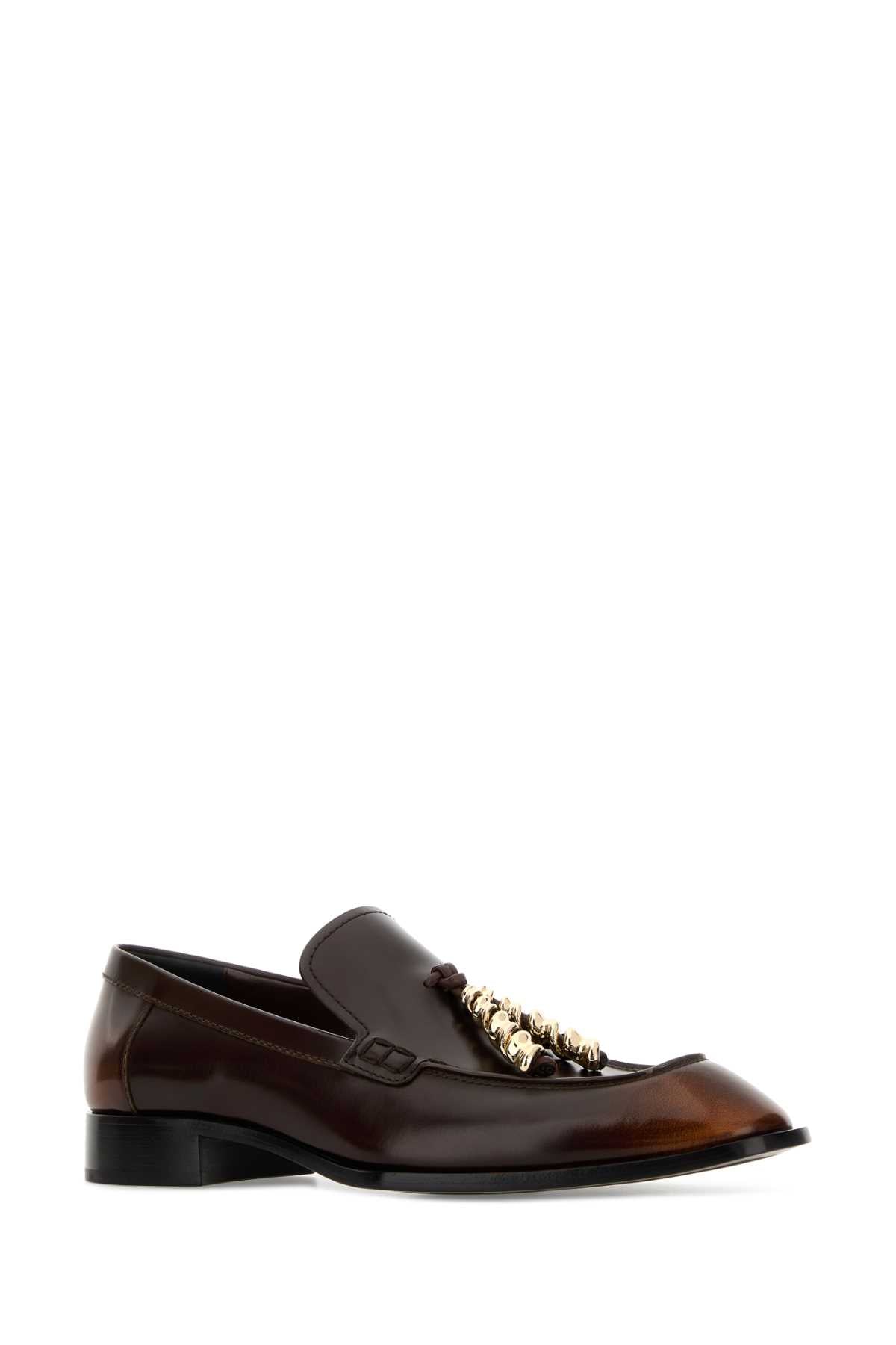 Loewe Women Chocolate Leather Edge Loafers LOEWE