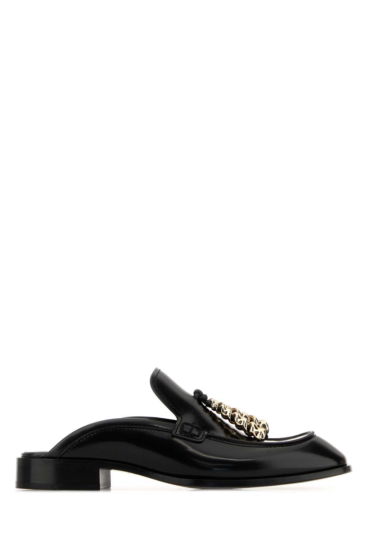 Loewe Women Black Leather Edge Slippers LOEWE