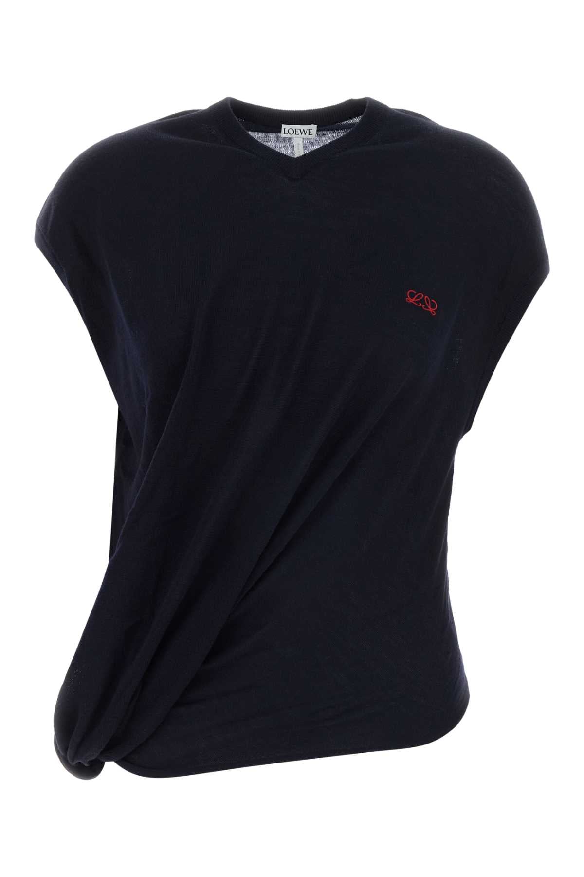 Loewe Women Midnight Blue Wool Blend Vest LOEWE