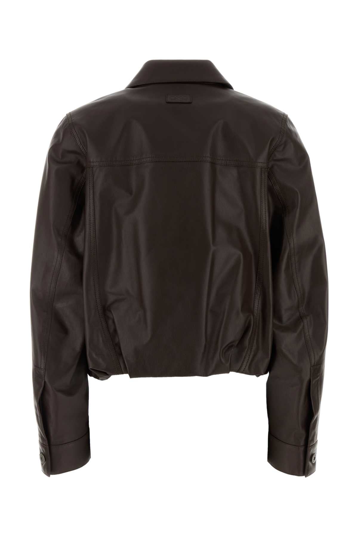 Loewe Women Chocolate Leather Jacket LOEWE