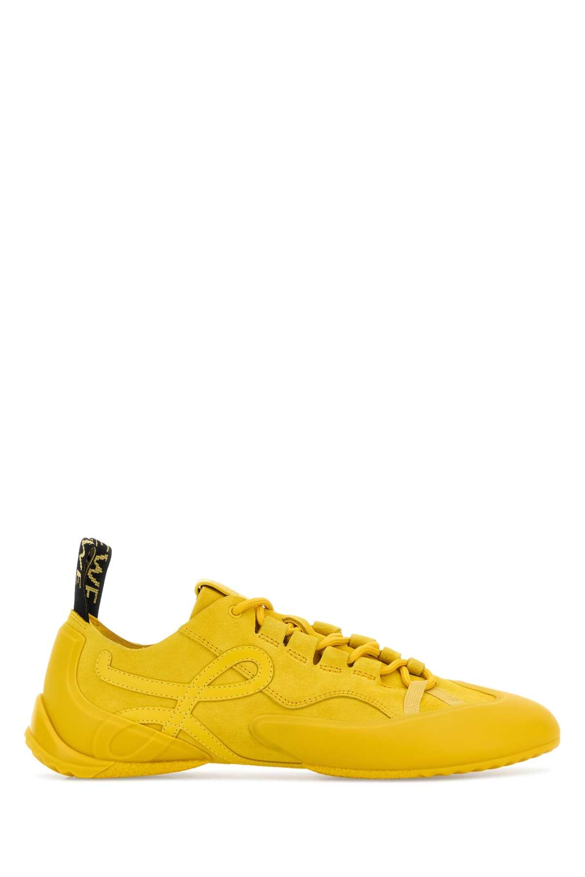 Loewe Women Yellow Suede Grip Sneakers LOEWE