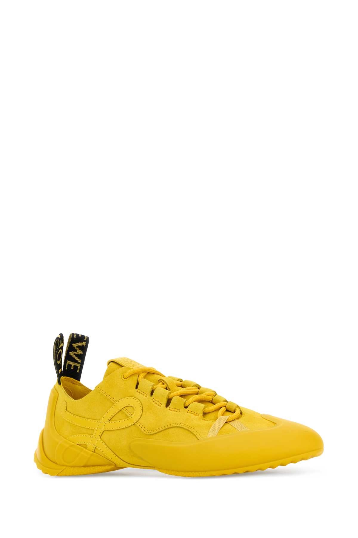 Loewe Women Yellow Suede Grip Sneakers LOEWE