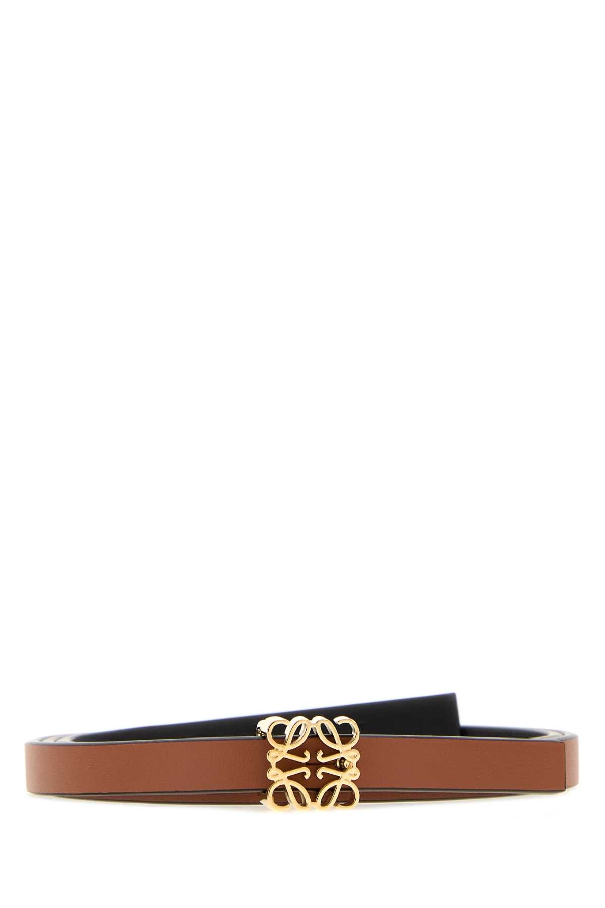 Loewe Women Caramel Leather Reversible Belt LOEWE