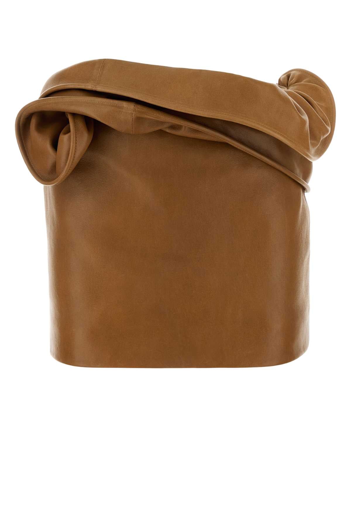 Magda Butrym Women Camel Leather Mini Skirt MAGDA BUTRYM