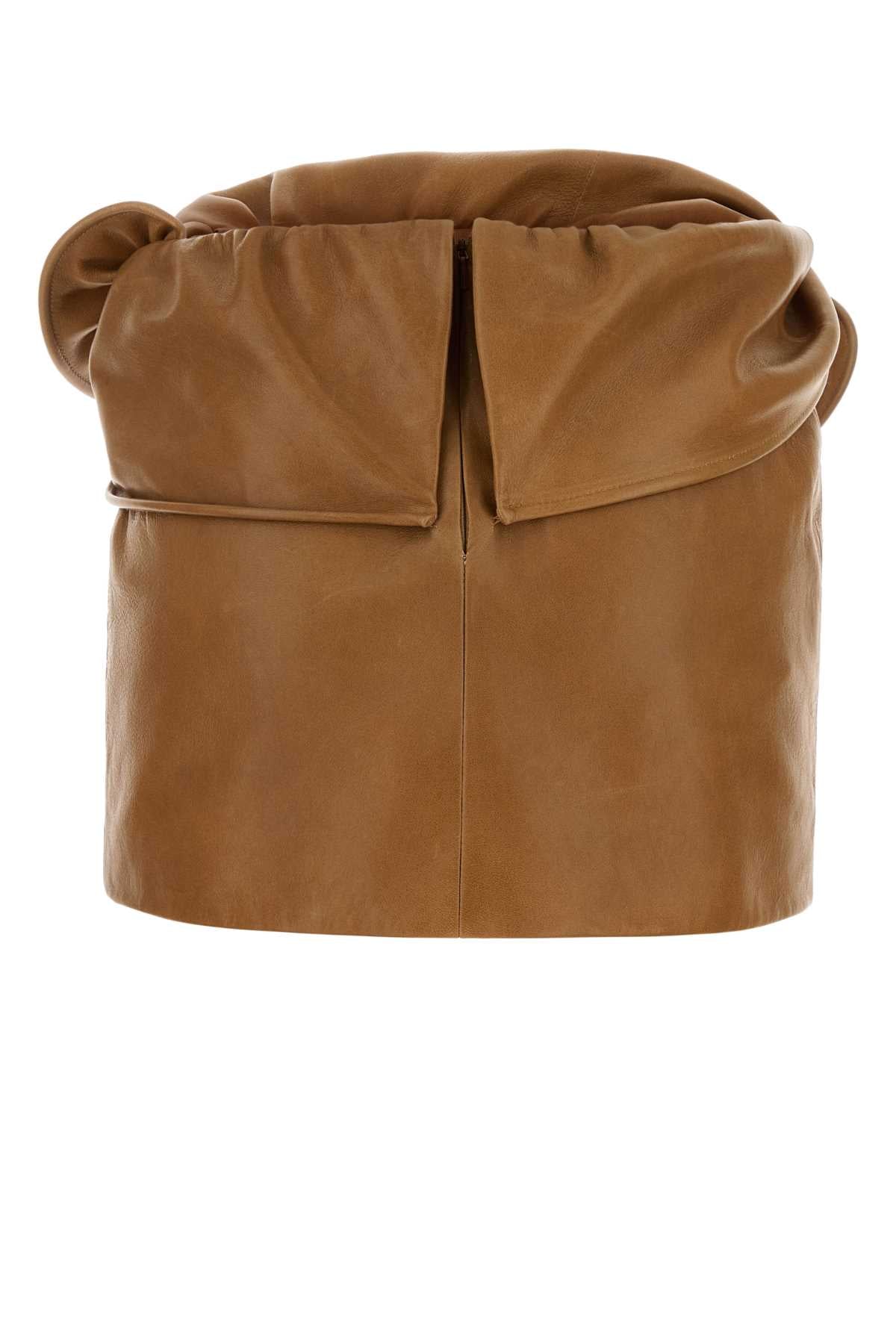 Magda Butrym Women Camel Leather Mini Skirt MAGDA BUTRYM